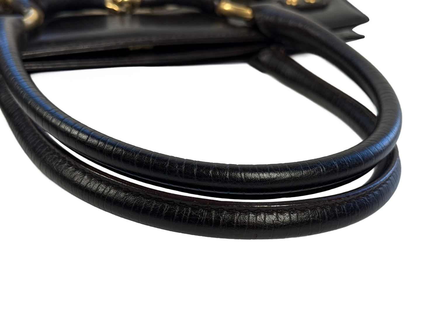 Gucci Vintage Brown GG Monogram Brown Leather Trim Horsebit Small Shoulder Tote Bag