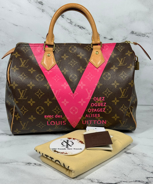 Louis Vuitton Summer 2015 Illustre Pink Grenade Monogram V Speedy 30