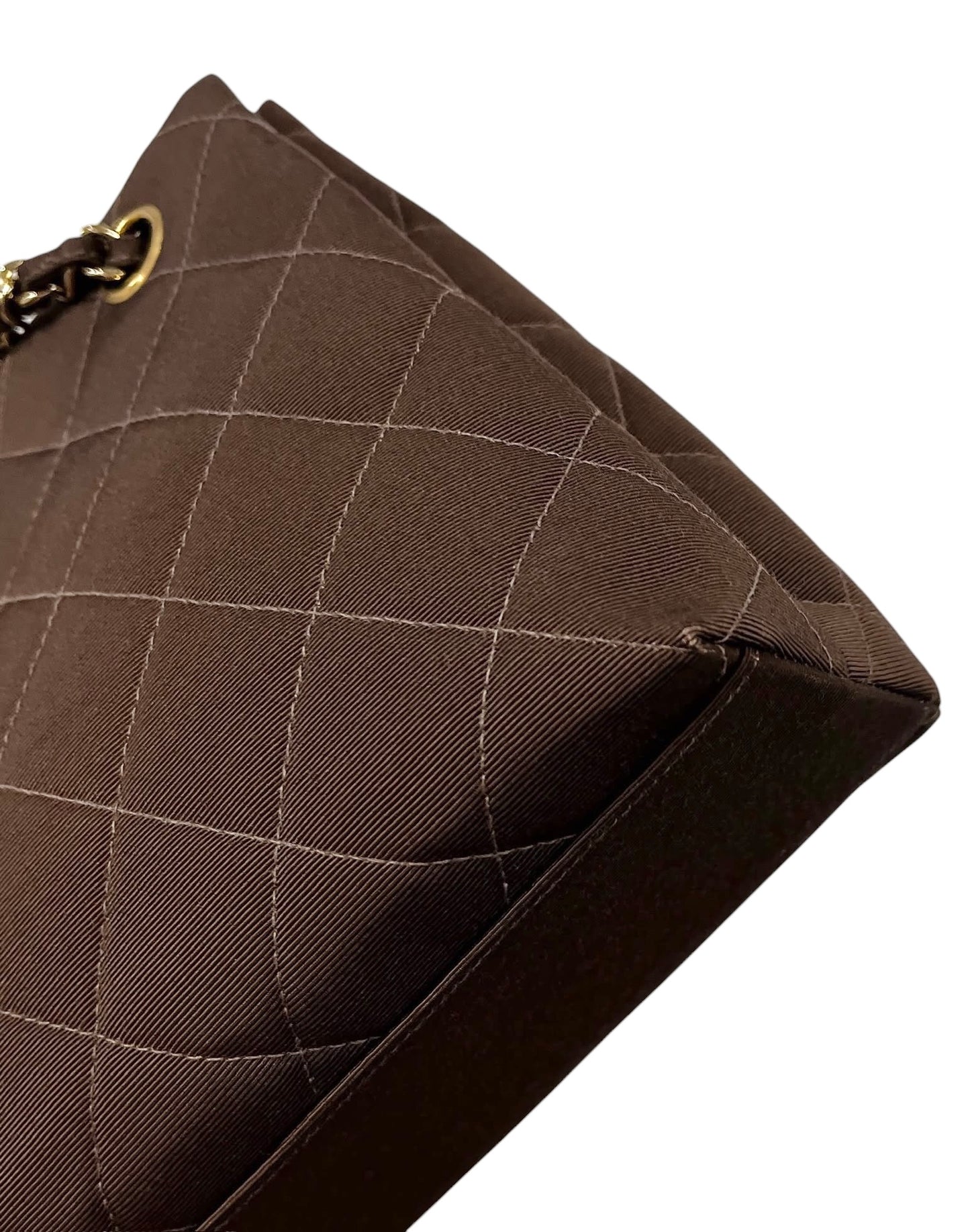 Chanel Vintage 1999 Dark Brown Quilted Satin Mini CC Shoulder Tote Bag with 24K Gold Plated Hardware