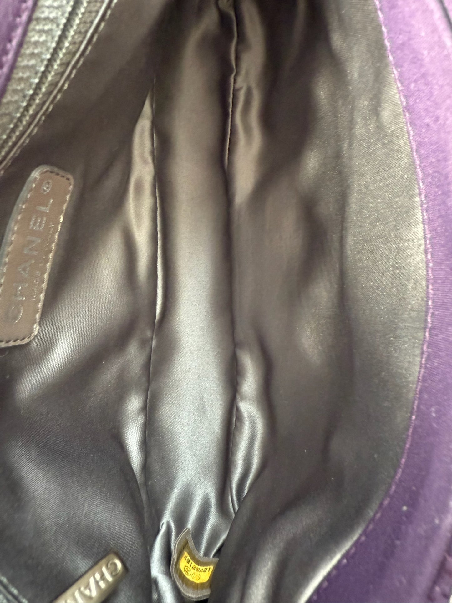 Chanel Vintage Purple Nylon Bubble Quilted Small Shoulder Flap Bag