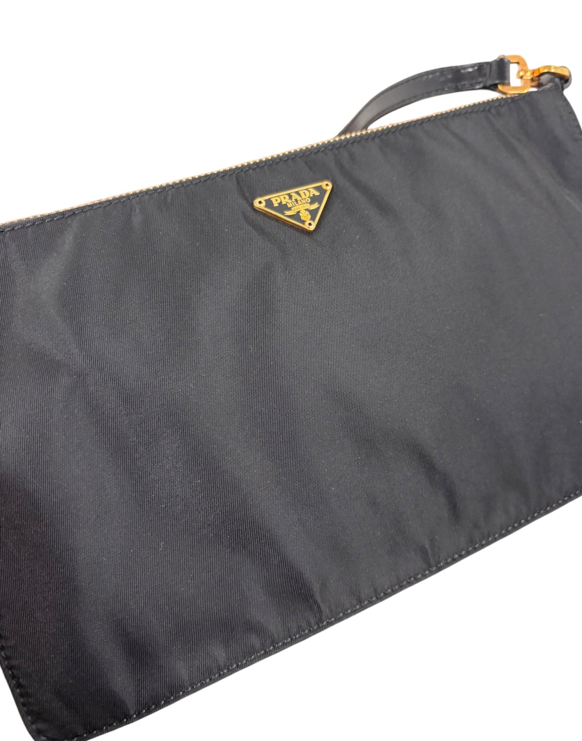 Prada Vintage Black Nylon Rectangular Small Shoulder Pochette Bag with Buckle GHW