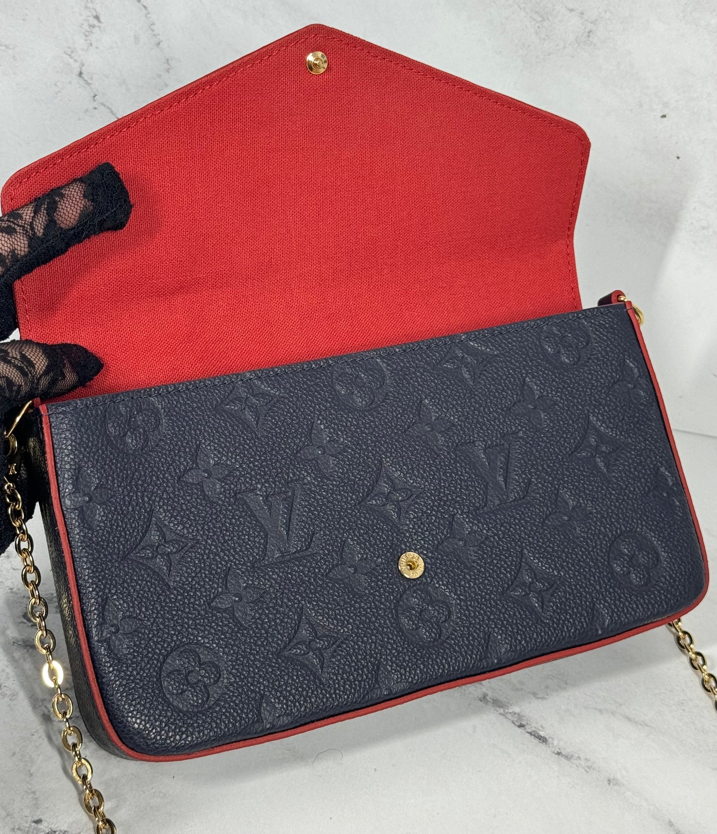 Louis Vuitton Marine Rouge Monogram Empreinte Leather Félicie Pochette