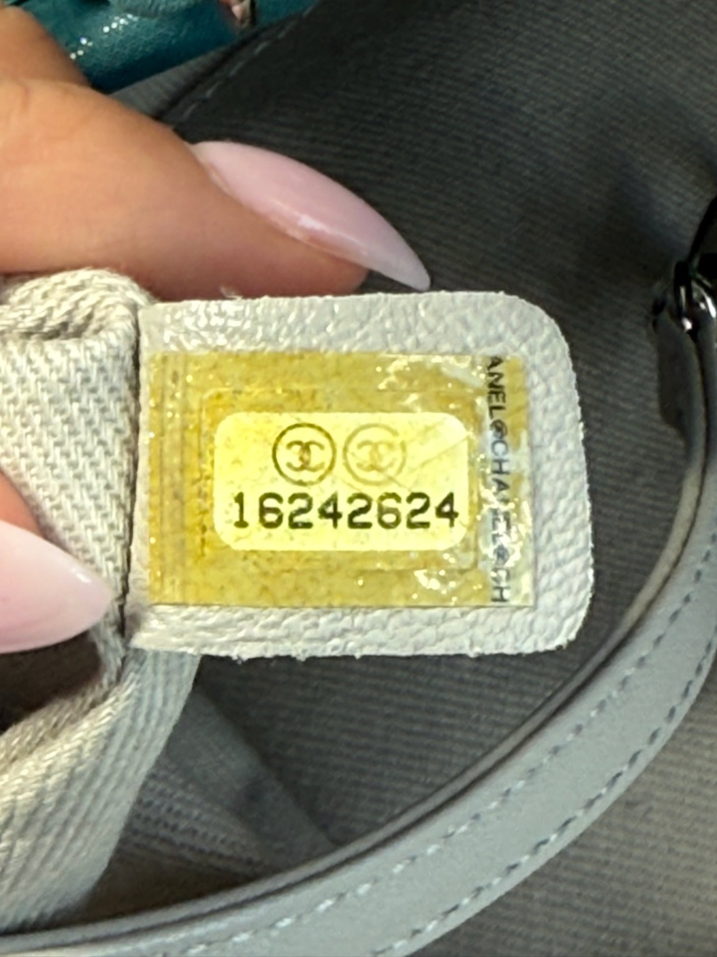 Chanel 2012 Iridescent Turquoise Crinkled Calfskin CC Medium Shoulder Tote Bag