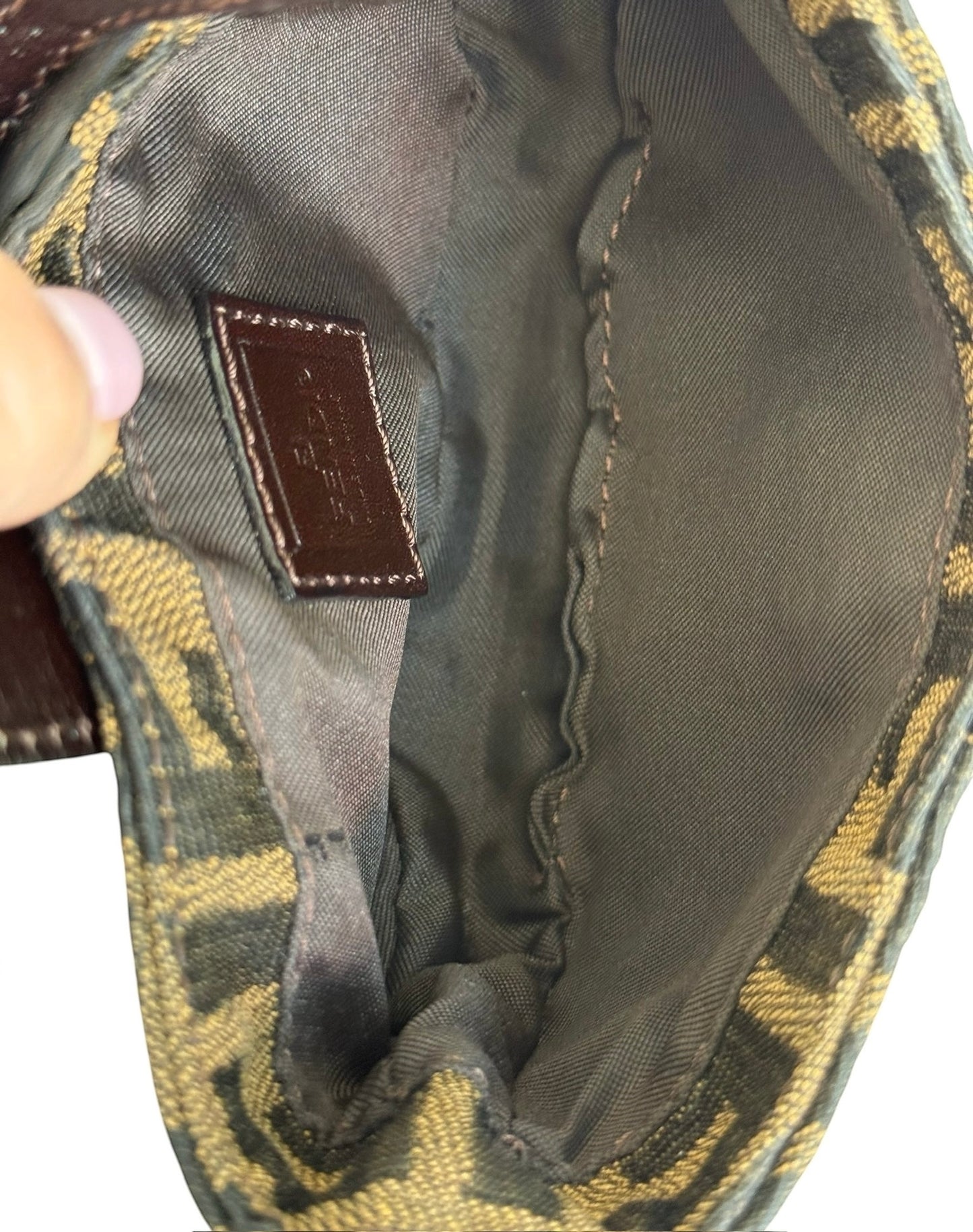 Fendi Vintage Brown Zucca Monogram Mini Croissant Baguette Bag 