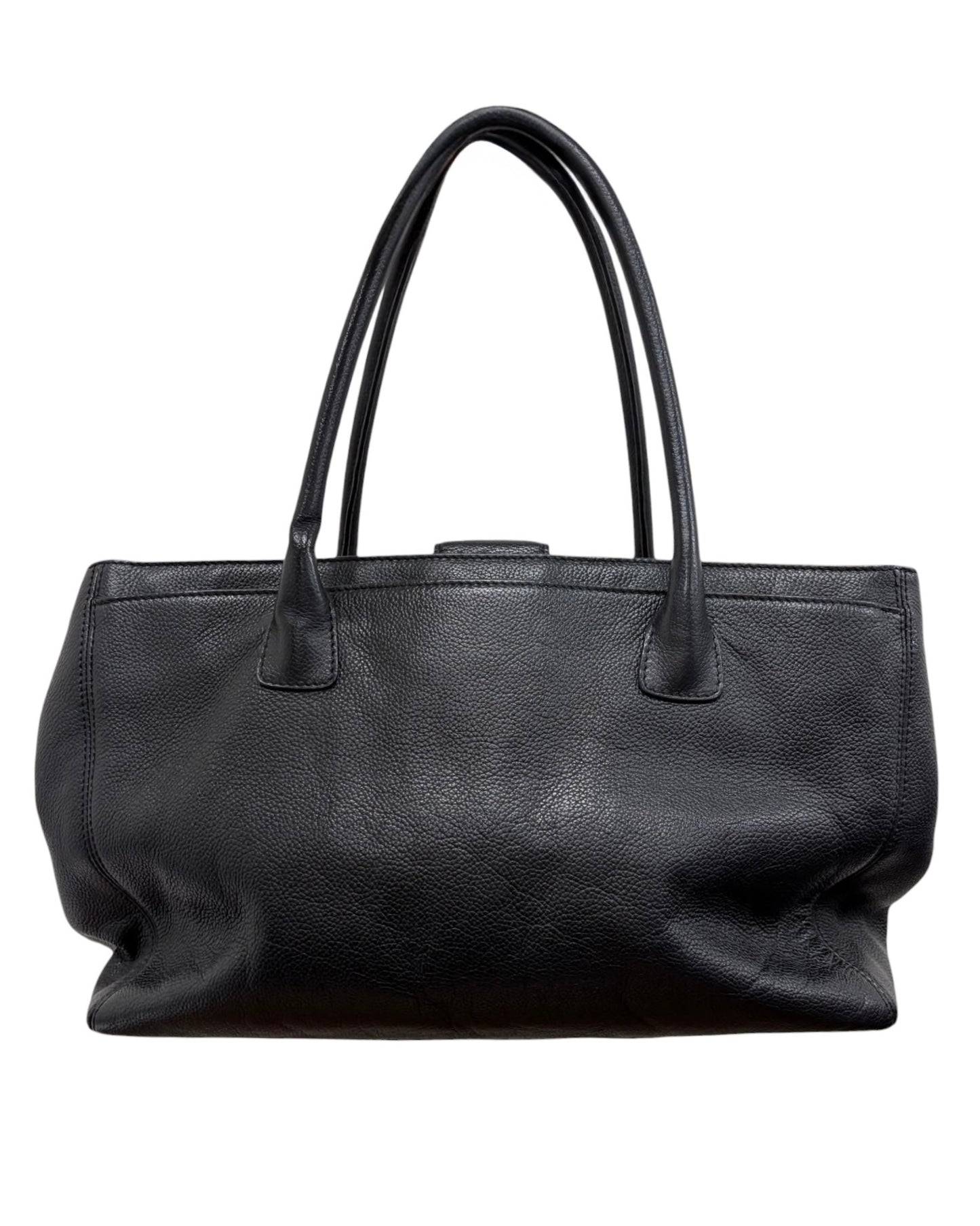 Chanel Vintage 00s Black Deerskin Two-Way Medium Cerf Executive Tote Bag With 24K Gold Plated Hardware