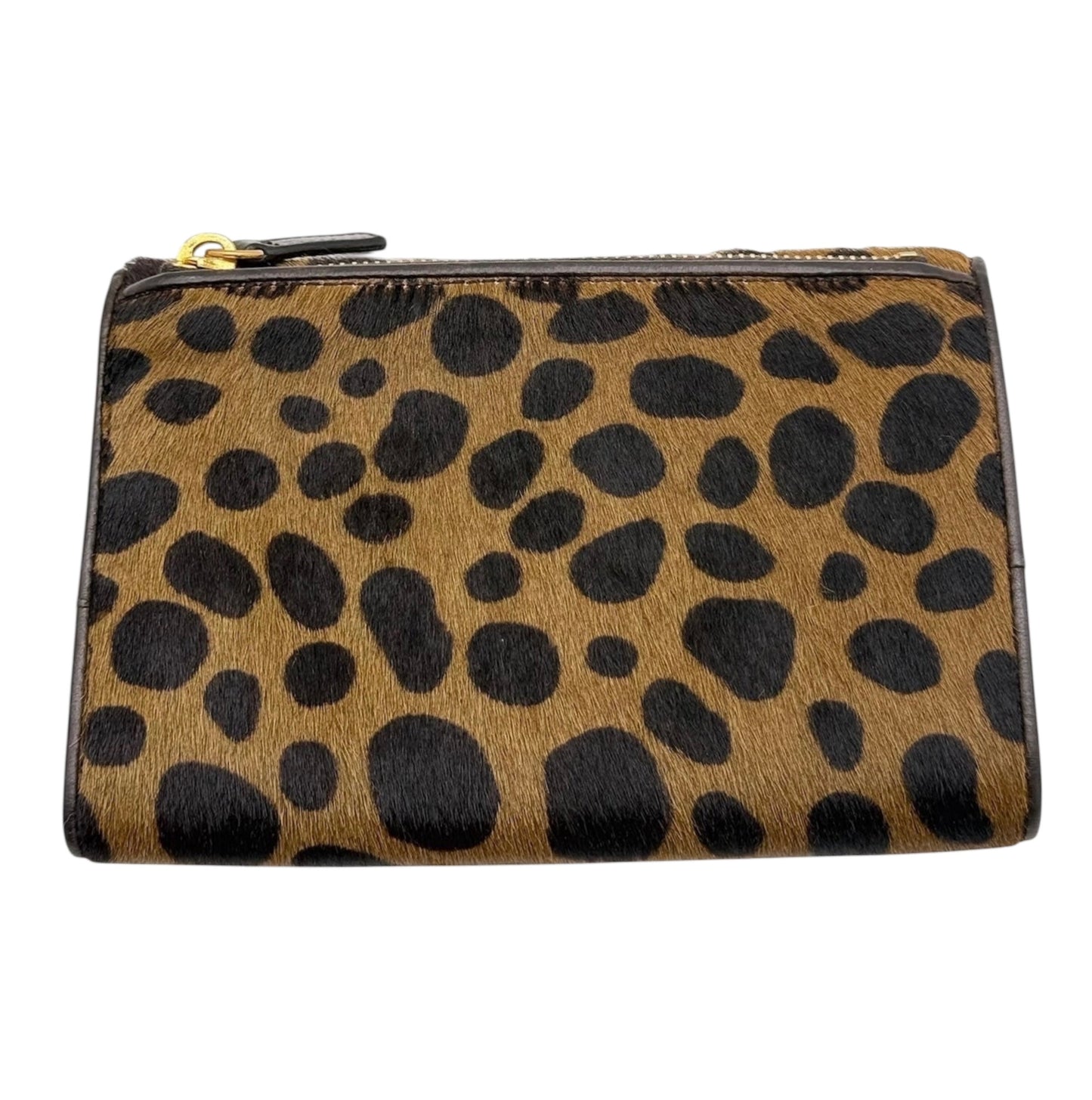 Miu Miu Vintage Brown Spotted Animal Print Pony Hair Snap Trifold Wallet