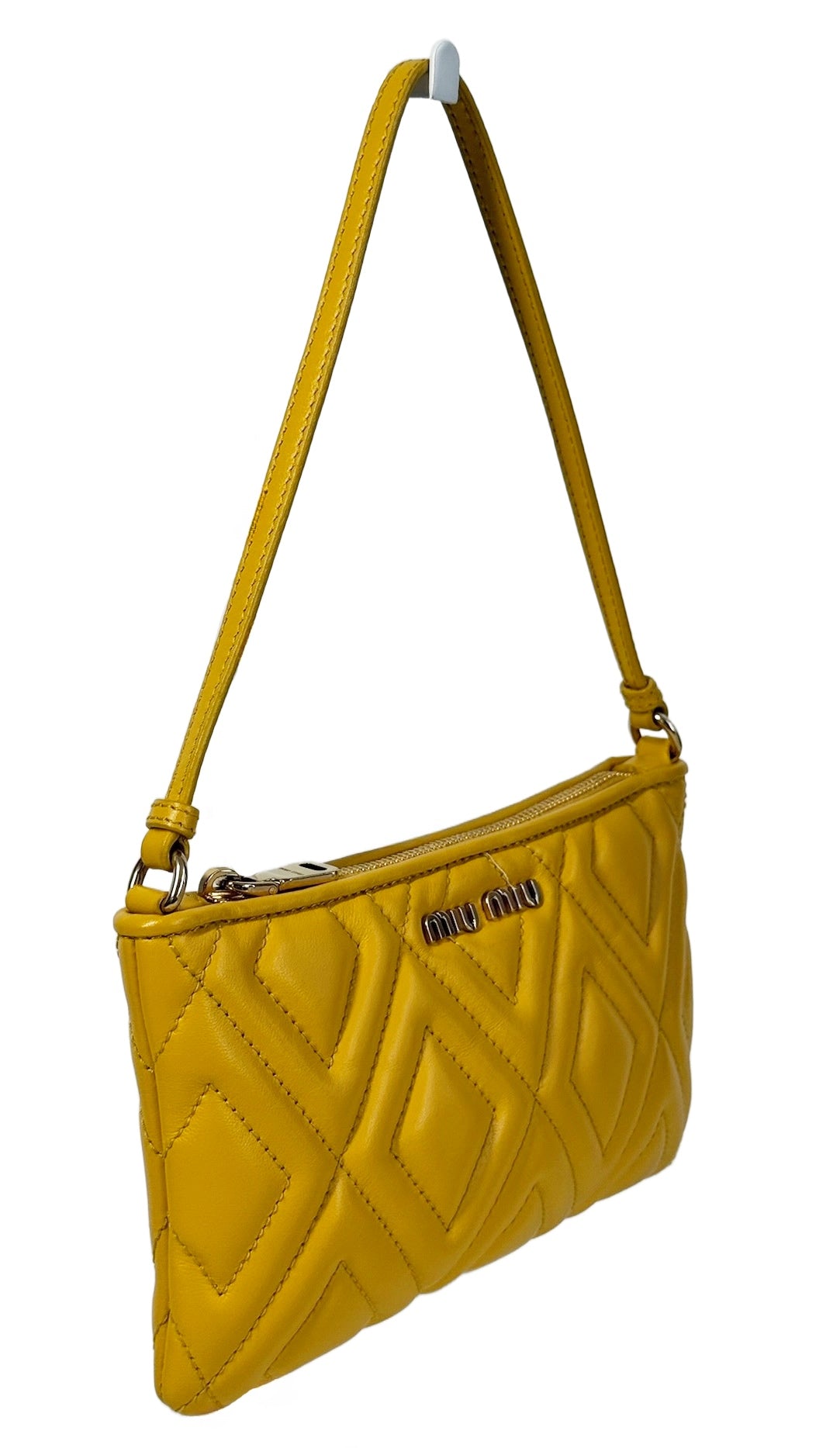 Miu Miu Vintage Yellow Quilted Leather Mini Pochette Bag