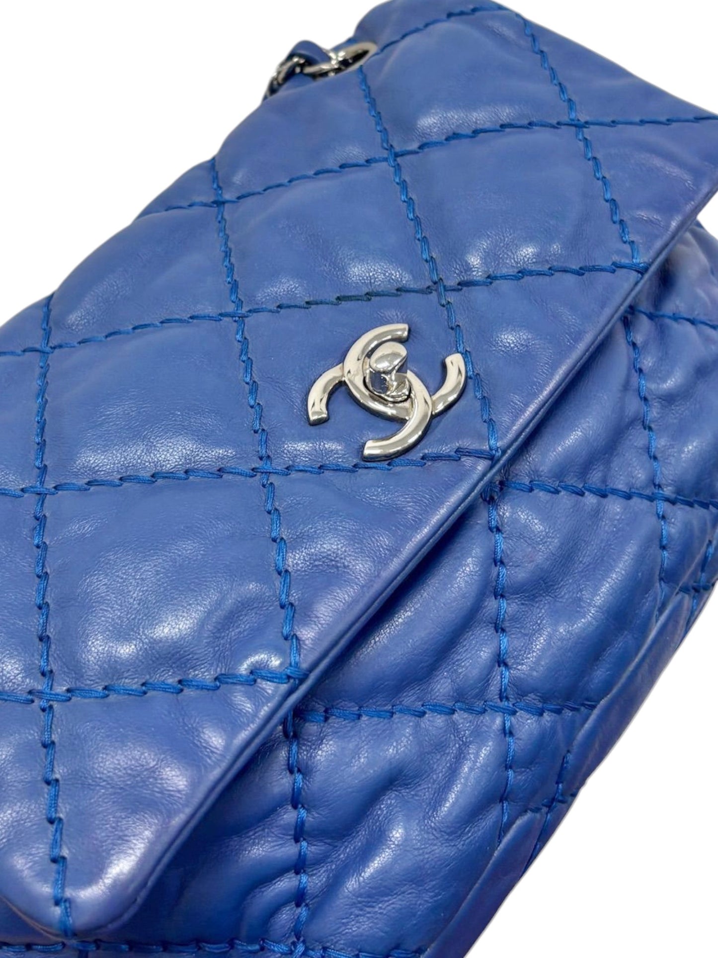Chanel Royal Blue Quilted Calfskin Love Me Tender Medium Shoulder Flap Bag