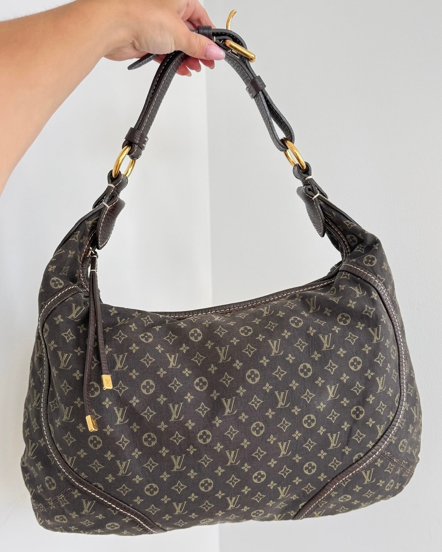Louis Vuitton Vintage 2006 Brown Mini Lin Monogram Manon Hobo Shoulder Bag