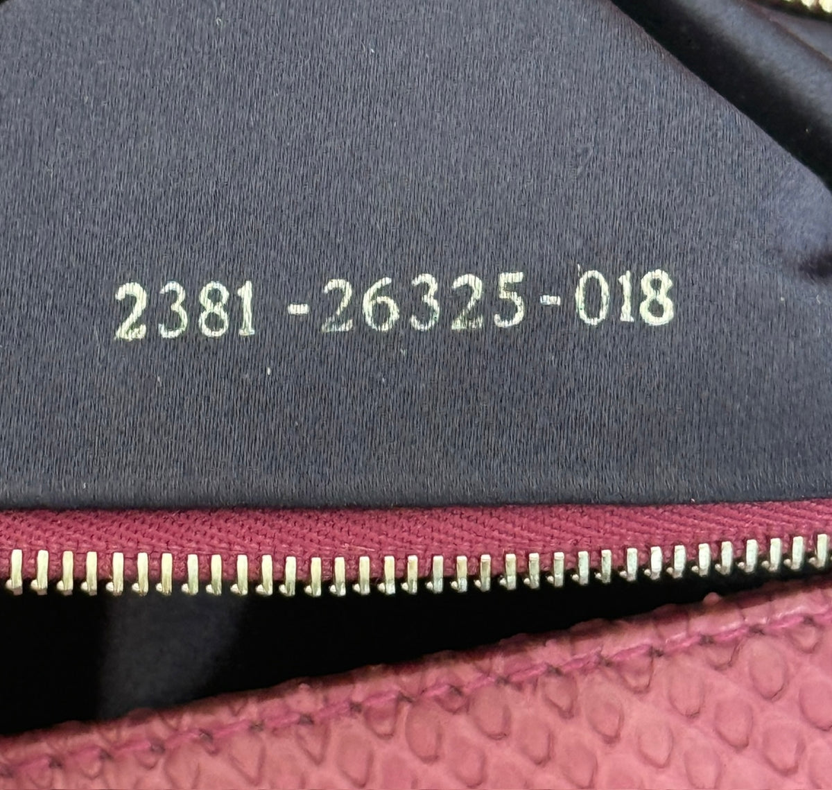 Fendi Vintage Fuchsia Pink Python Blue Marble Logo XL Mamma Shoulder Baguette Bag