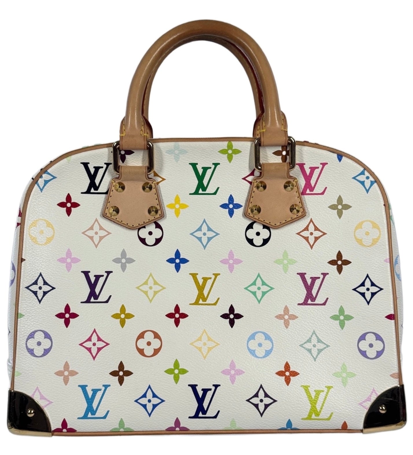 Louis Vuitton Vintage 2005 Takashi Murakami Blanc / White Multicolor Monogram Trouville Top Handle Bag