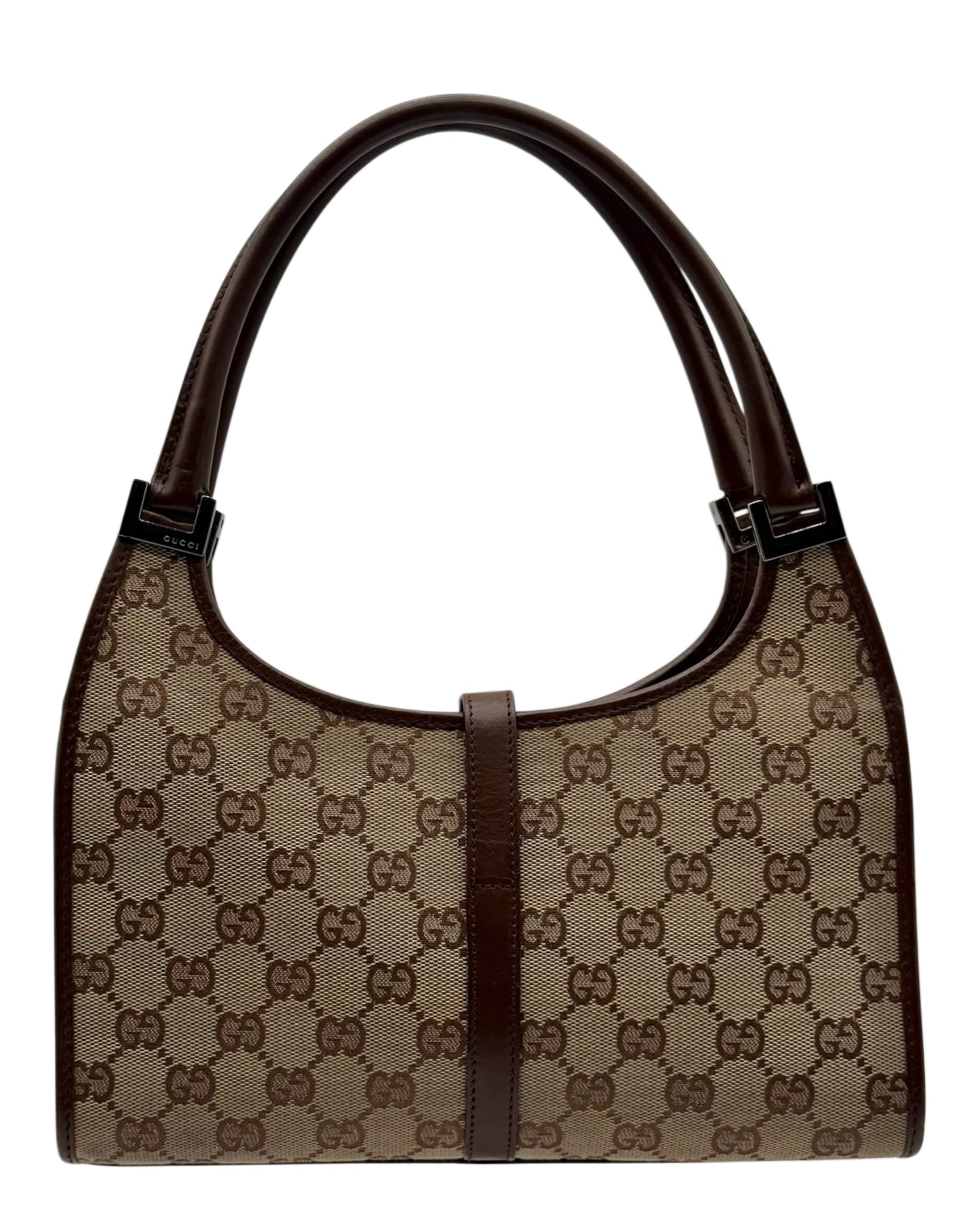 Gucci Vintage Brown GG Monogram Small Jackie Shoulder Bag