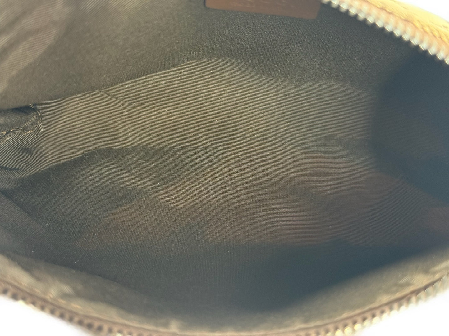 Gucci Vintage Brown GG Monogram Brown Leather Trim Small Pochette Bag