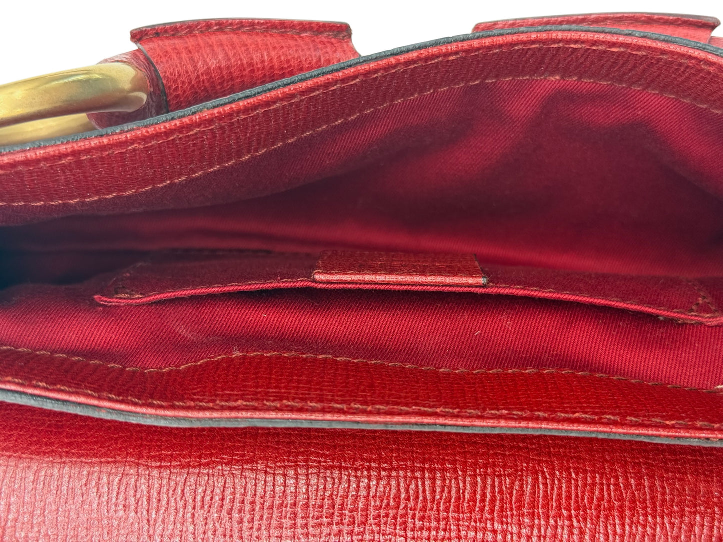Gucci Vintage Red Leather Small Horsebit Shoulder Clutch Bag