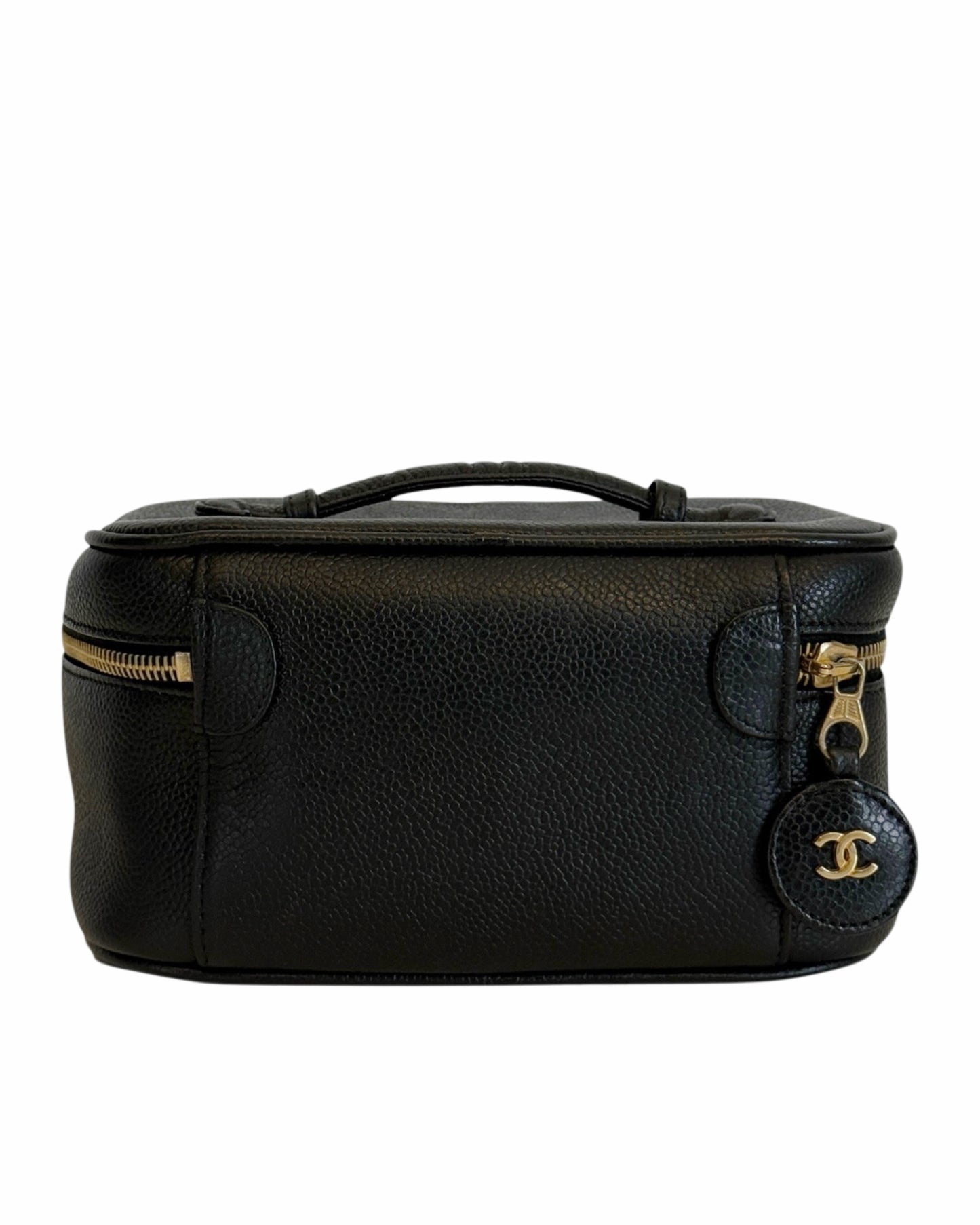 Chanel Vintage 90s Black Caviar Timeless CC Vanity Travel Makeup Case