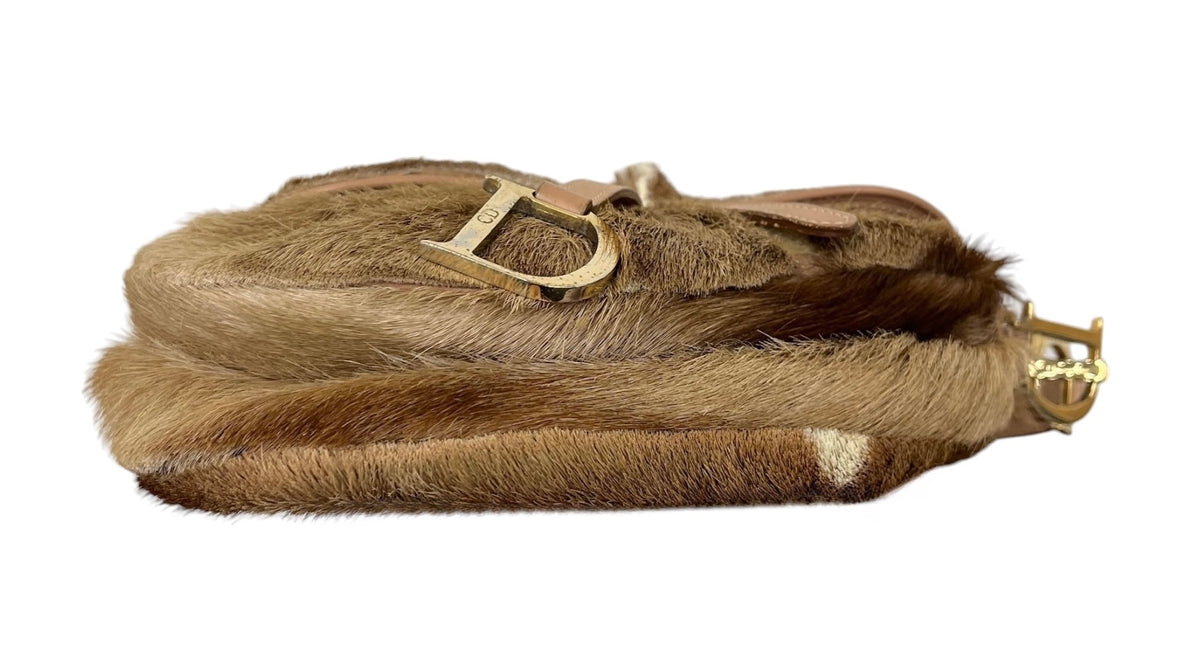 Dior by John Galliano Vintage 2000 Pony Hair Mohawk Mini Saddle Bag