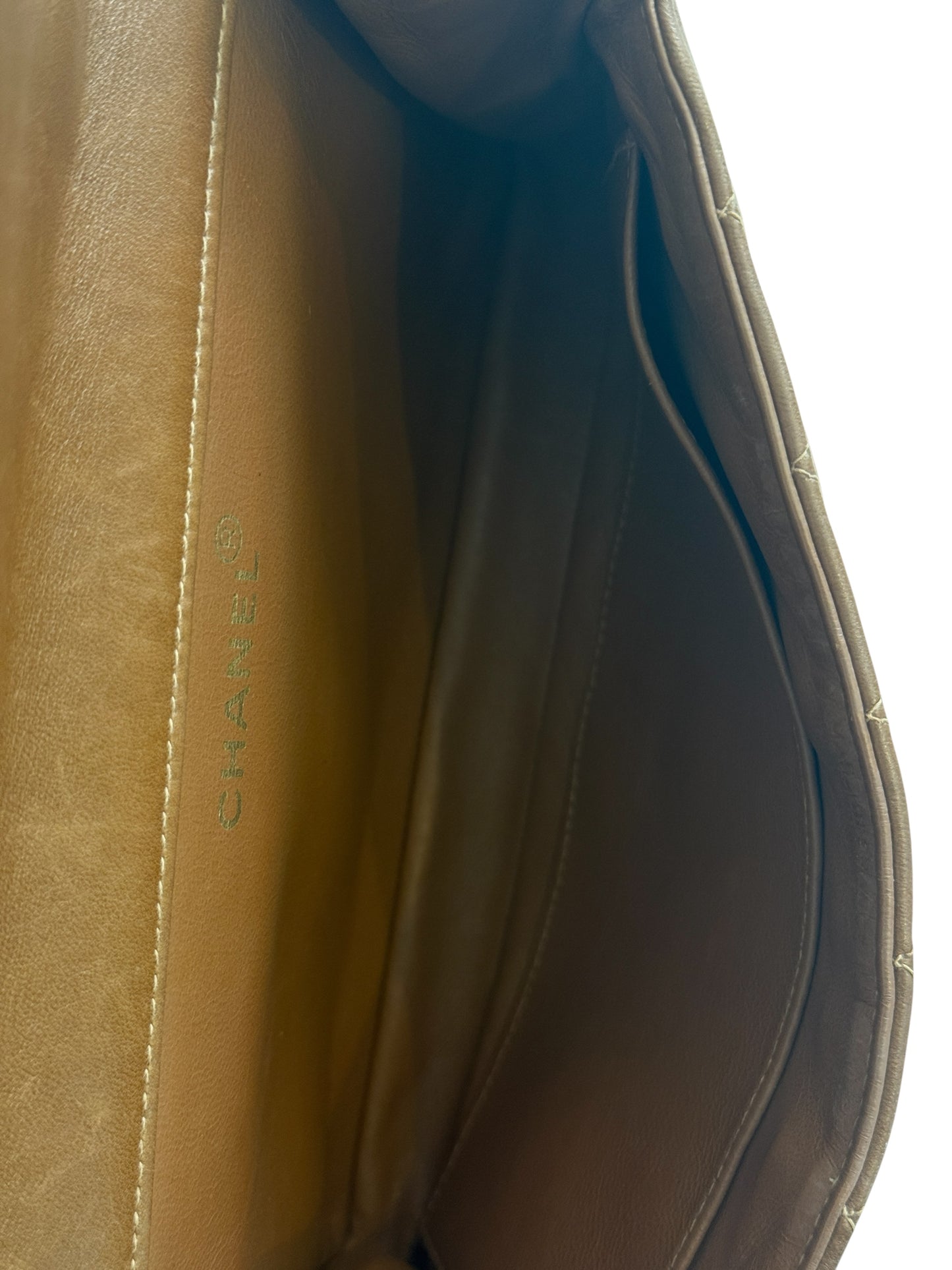 Chanel Vintage 90s Light Brown Quilted Lambskin Small Two-Faced Double Sided Classic Flap Bag with 24K Gold Plated Hardware 