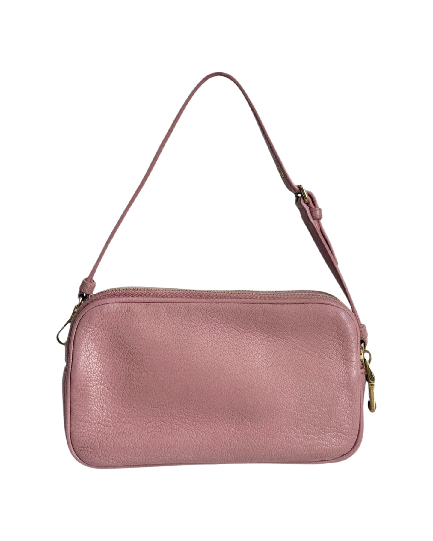 Miu Miu Vintage Rose Pink Leather Mini Double Zip Pochette Bag