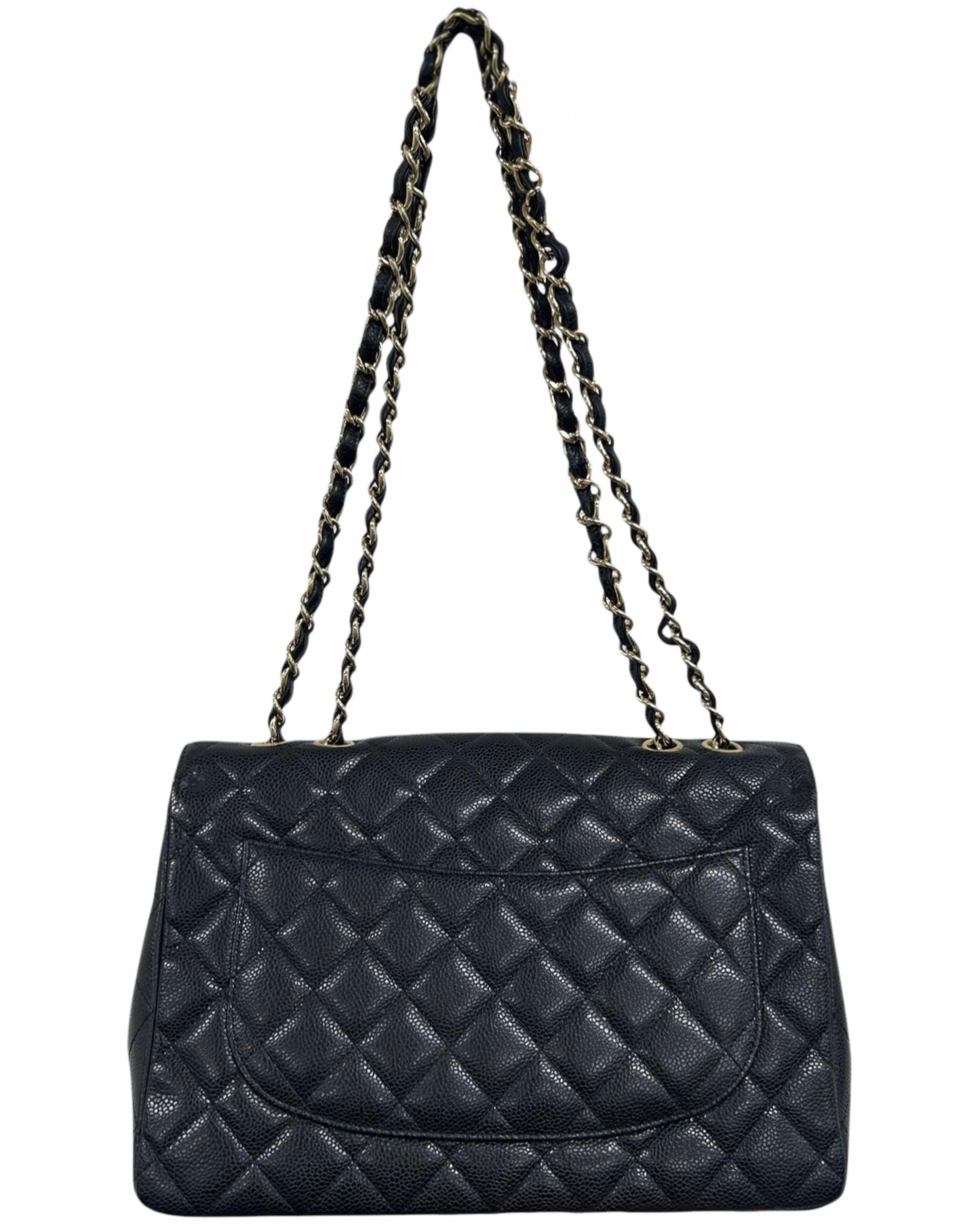 Chanel Black Quilted Caviar Jumbo Classic Single Flap Bag 
