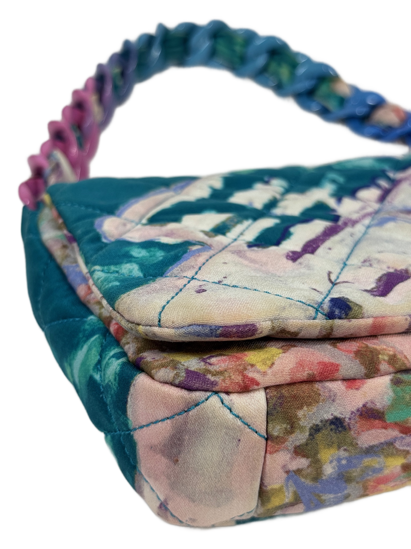 Chanel Watercolor Graffiti Quilted Nylon Acrylic Chain Shoulder Flap Bag