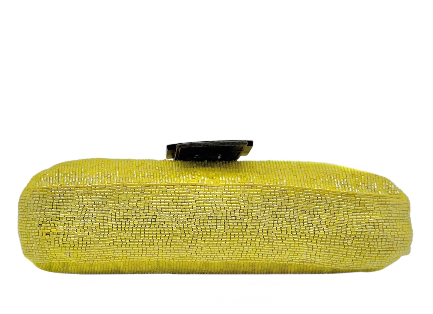 Fendi Vintage Neon Yellow Beaded Baguette Shoulder Bag