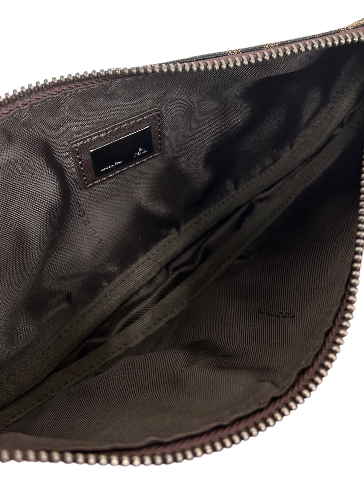 Fendi Vintage Brown Zucca Monogram Medium Half Moon Boat Shoulder Pochette Bag