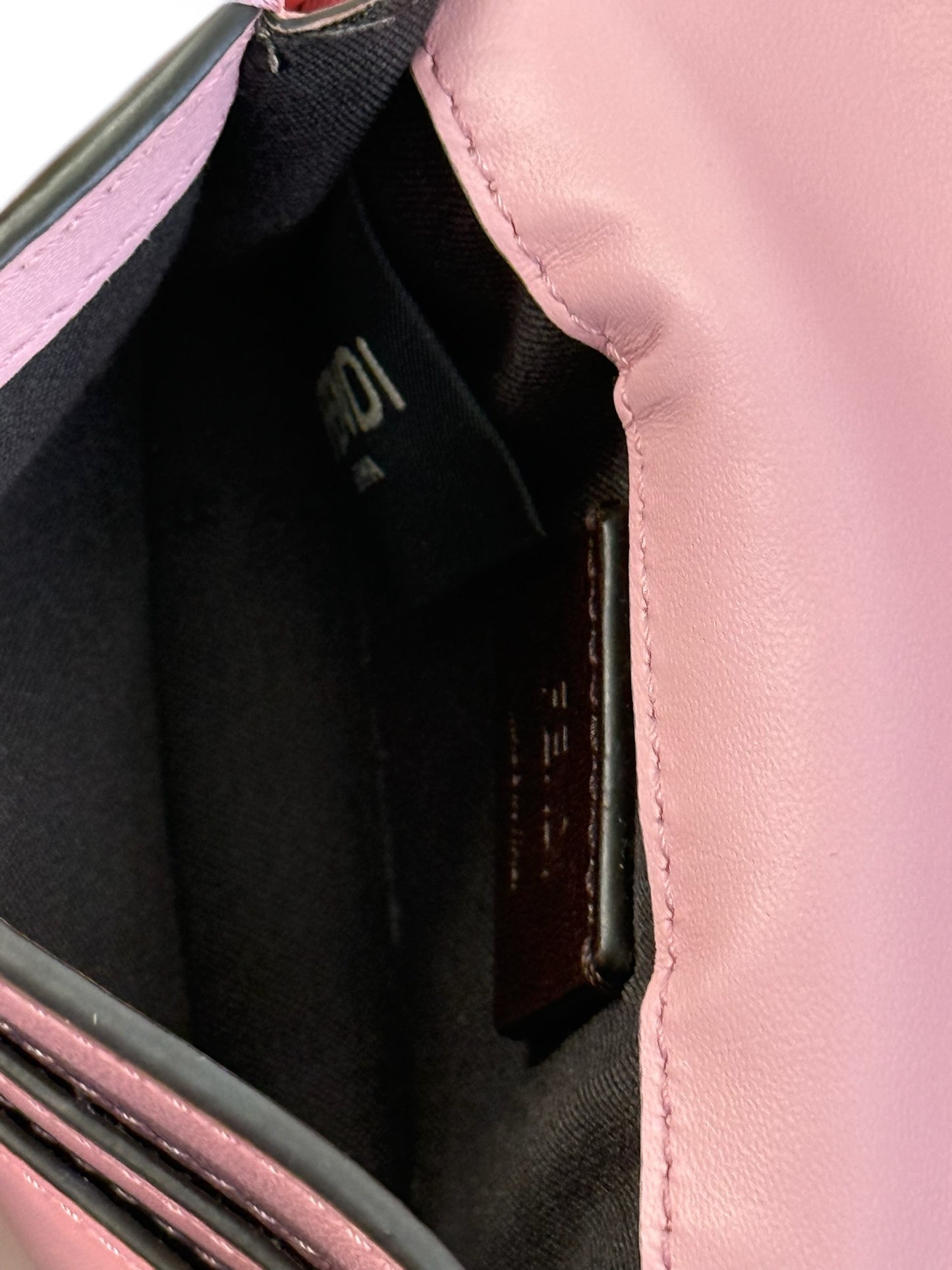 Fendi 2022 Pink Micro Baguette Card Holder Shoulder / Crossbody Bag