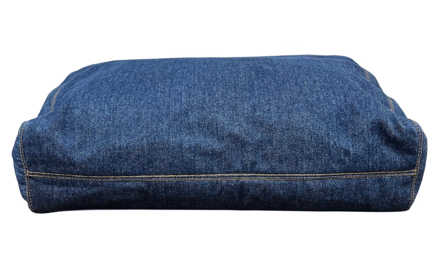 Chanel Vintage 90s Blue Denim CC XL Shoulder Tote Bag