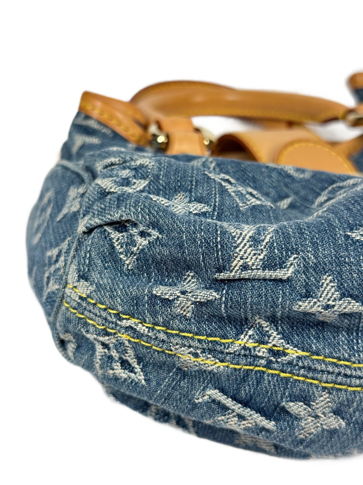 Louis Vuitton Vintage 2005 Blue Denim Monogram Mini Pleaty Top Handle Bag