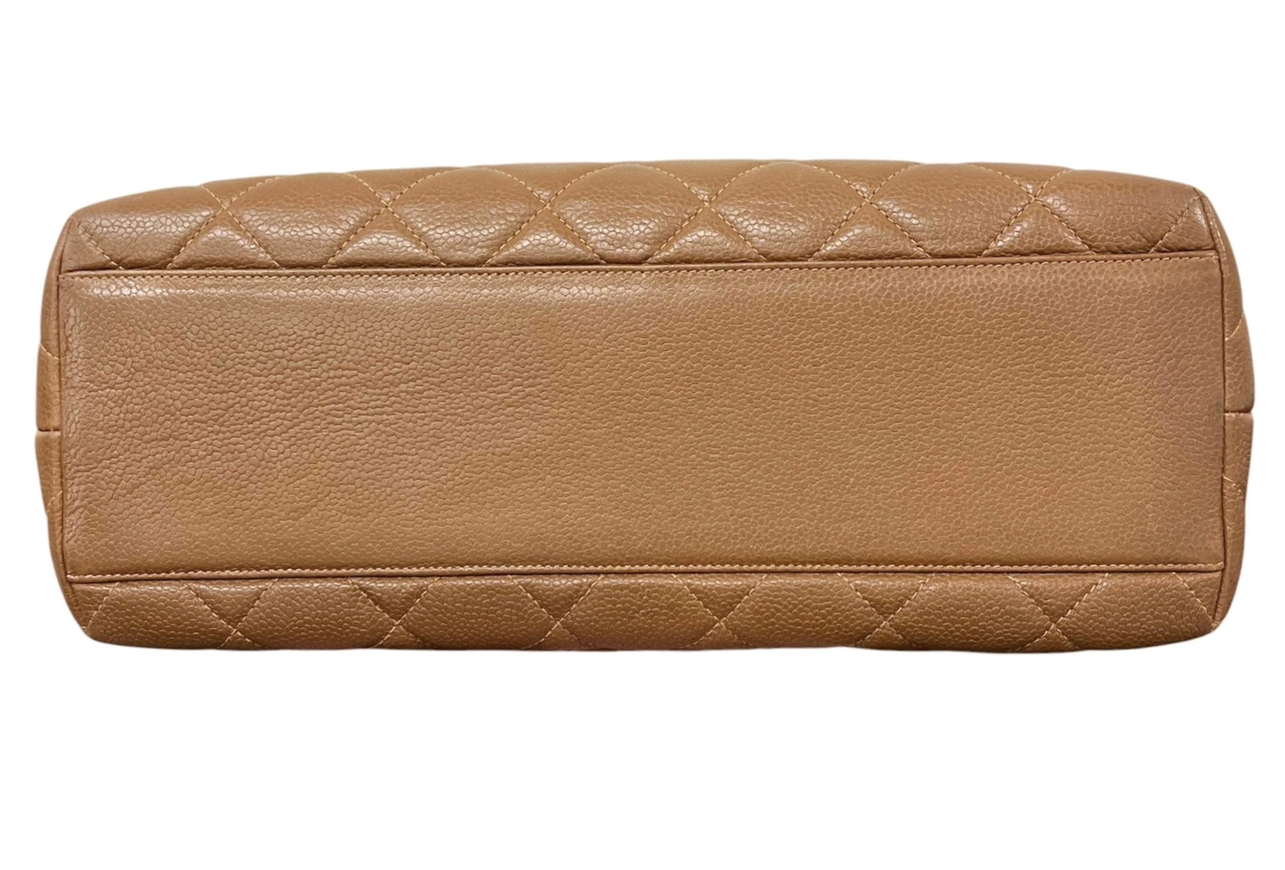 Chanel Vintage 90s Light Brown Quilted Caviar Medium Kelly Top Handle Flap Bag with 24K GPHW 