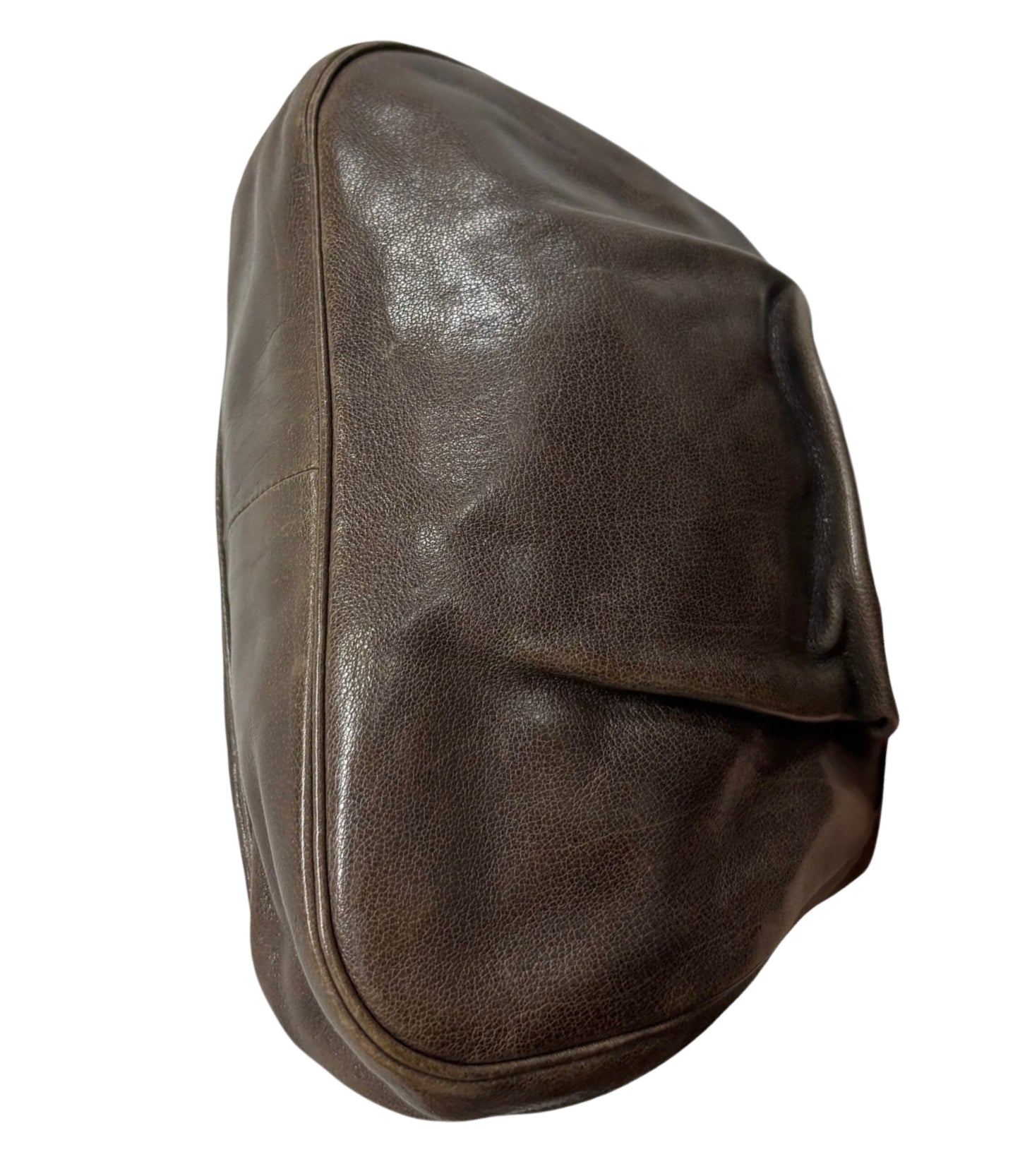 Prada Vintage Light Brown Calfskin Gathered Kisslock Clutch Chain Bag