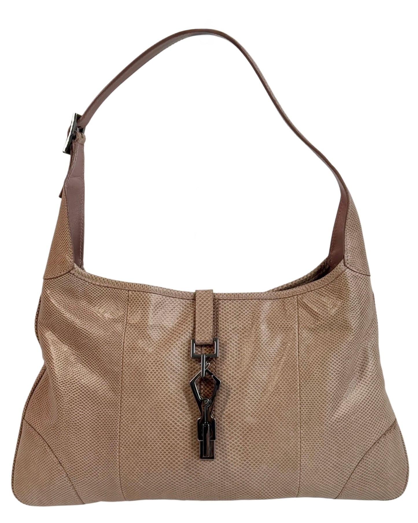 Gucci Vintage Pink Lizard Leather Jackie Shoulder Bag