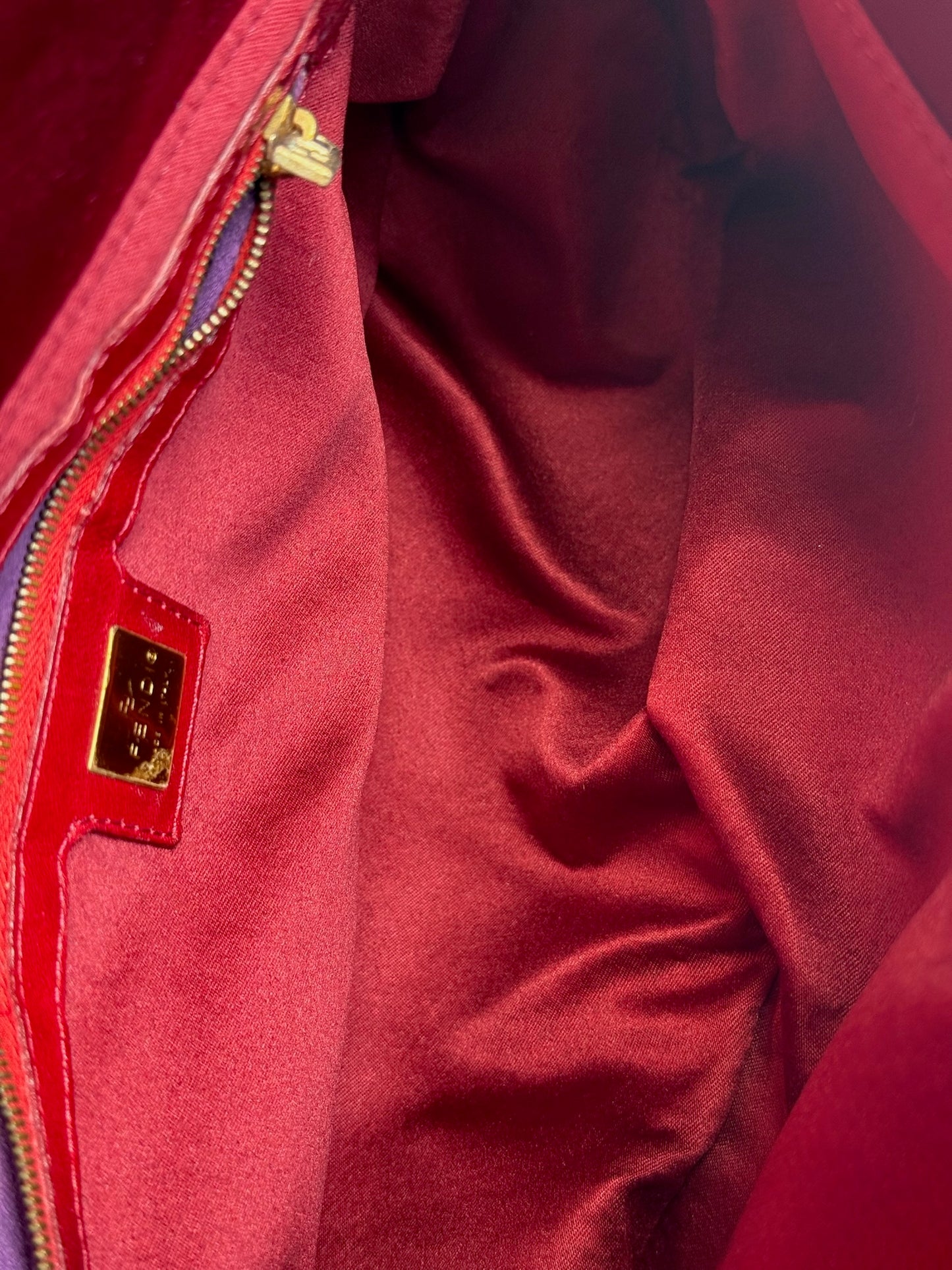 Fendi Vintage Red Sequin Mamma Baguette Shoulder Bag