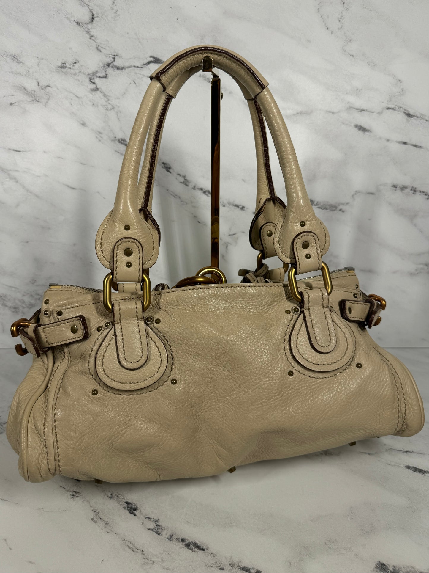 Chloé Vintage Beige Leather Paddington Shoulder Bag