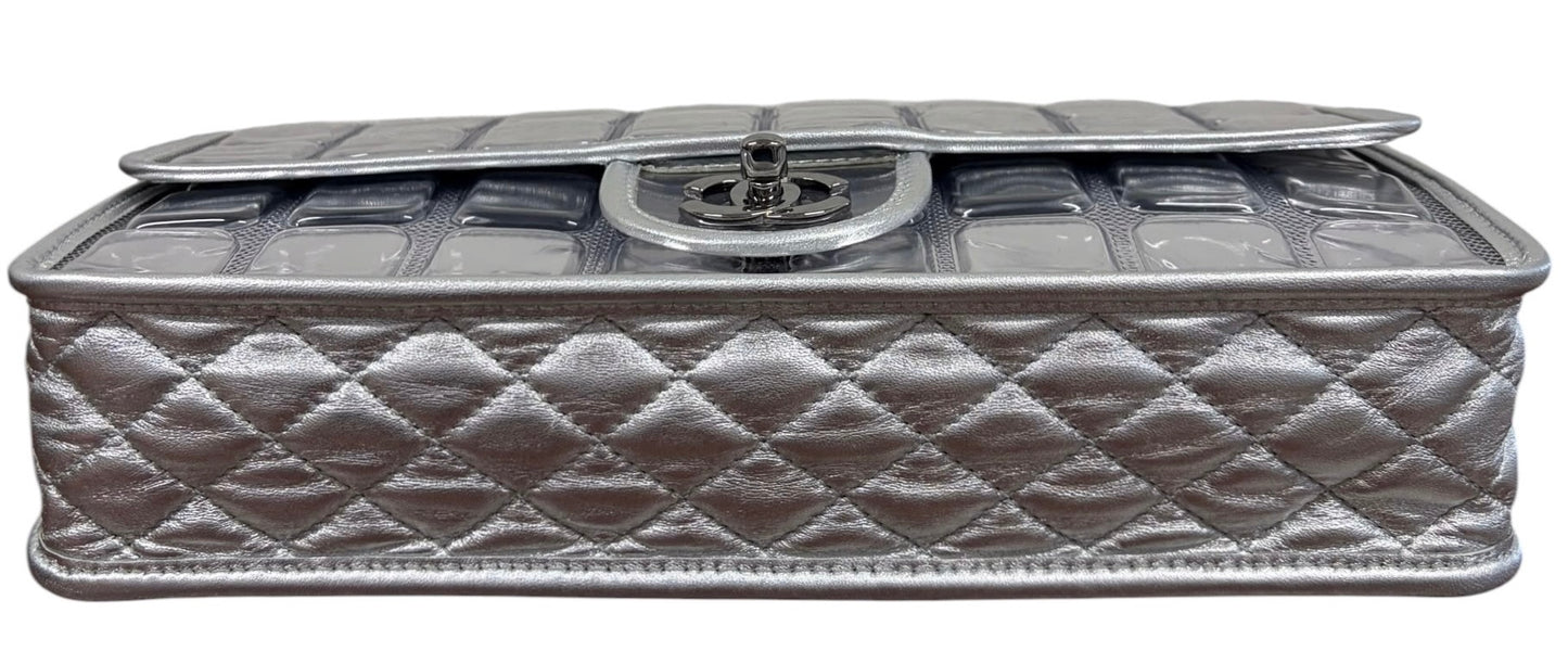 Chanel Vintage 2008 Cruise Collection Silver Ice Cube Large Classic Single Flap Bag