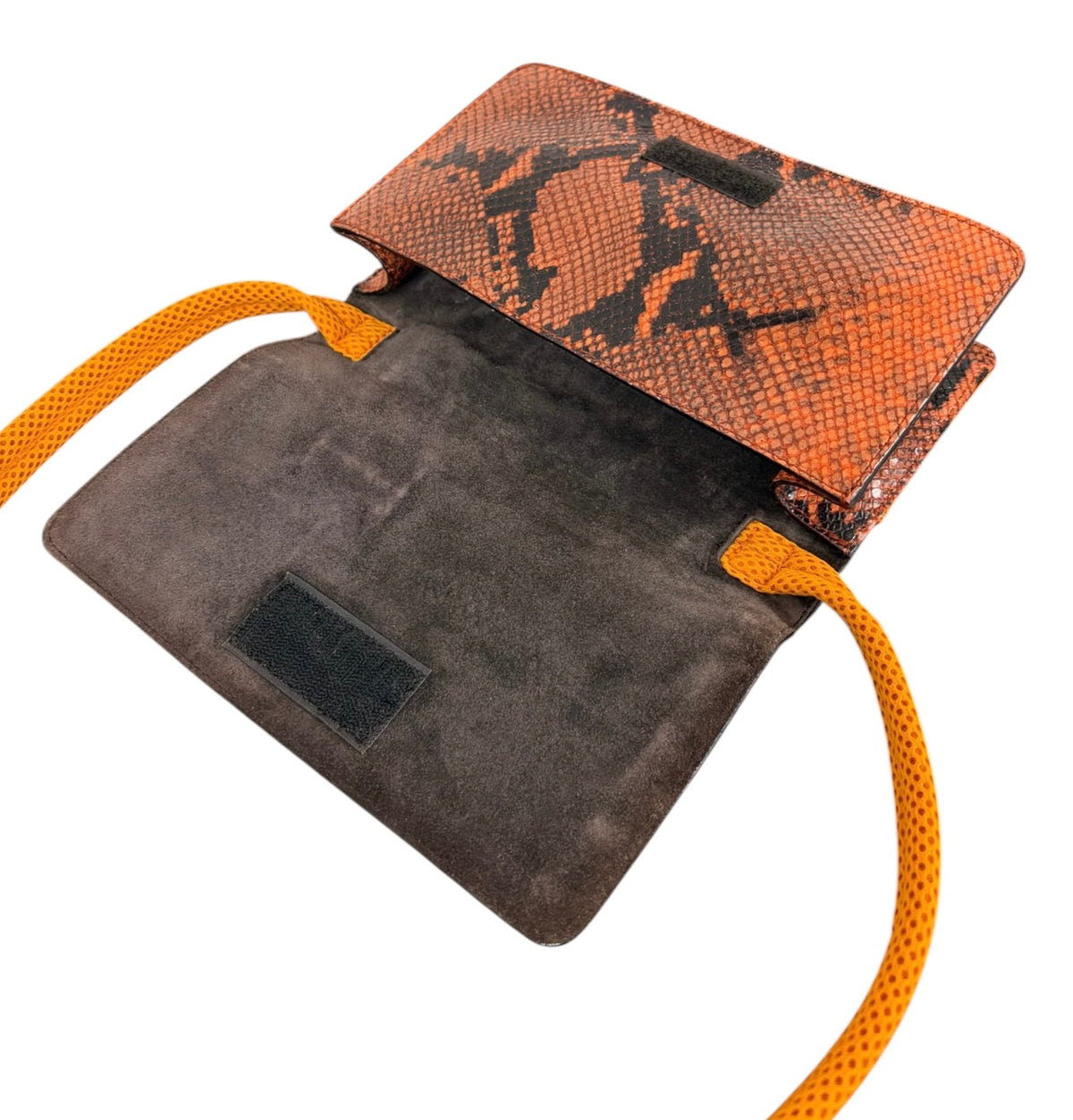 Miu Miu Vintage 1999 Orange Python Mesh Small Shoulder Pochette Bag