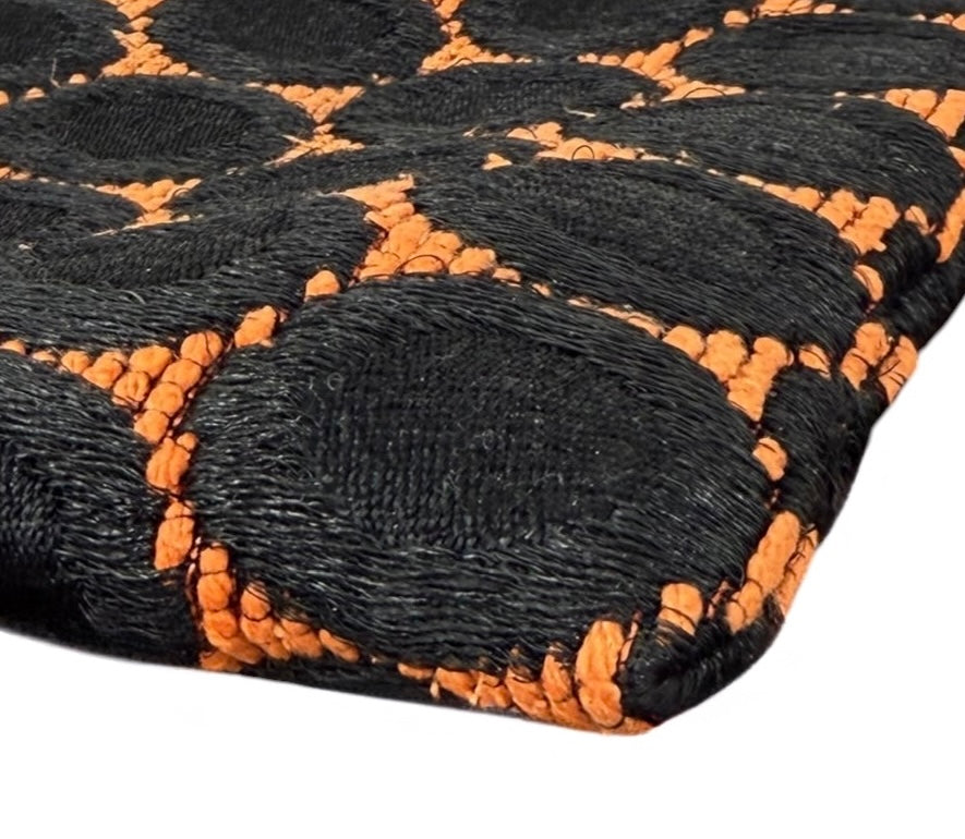 Prada Vintage Black & Orange Polka Dot Kisslock Chain Clutch Shoulder Bag