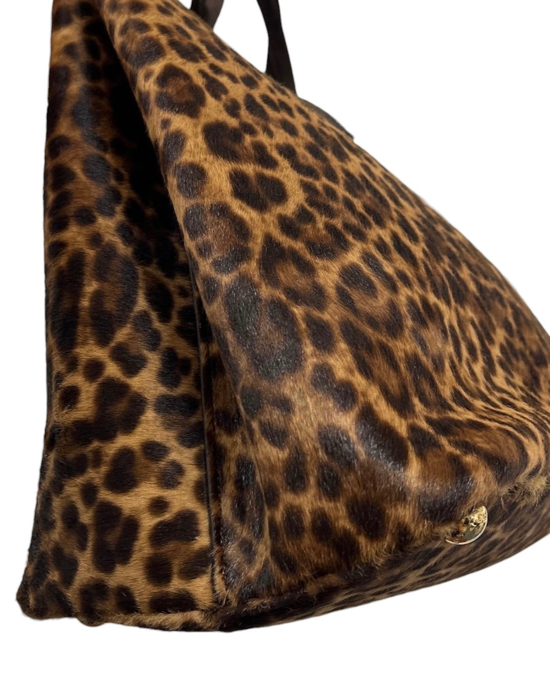 Prada Vintage Brown Suede & Leopard Print Pony Hair Large Two-Way Shoulder Tote Bag