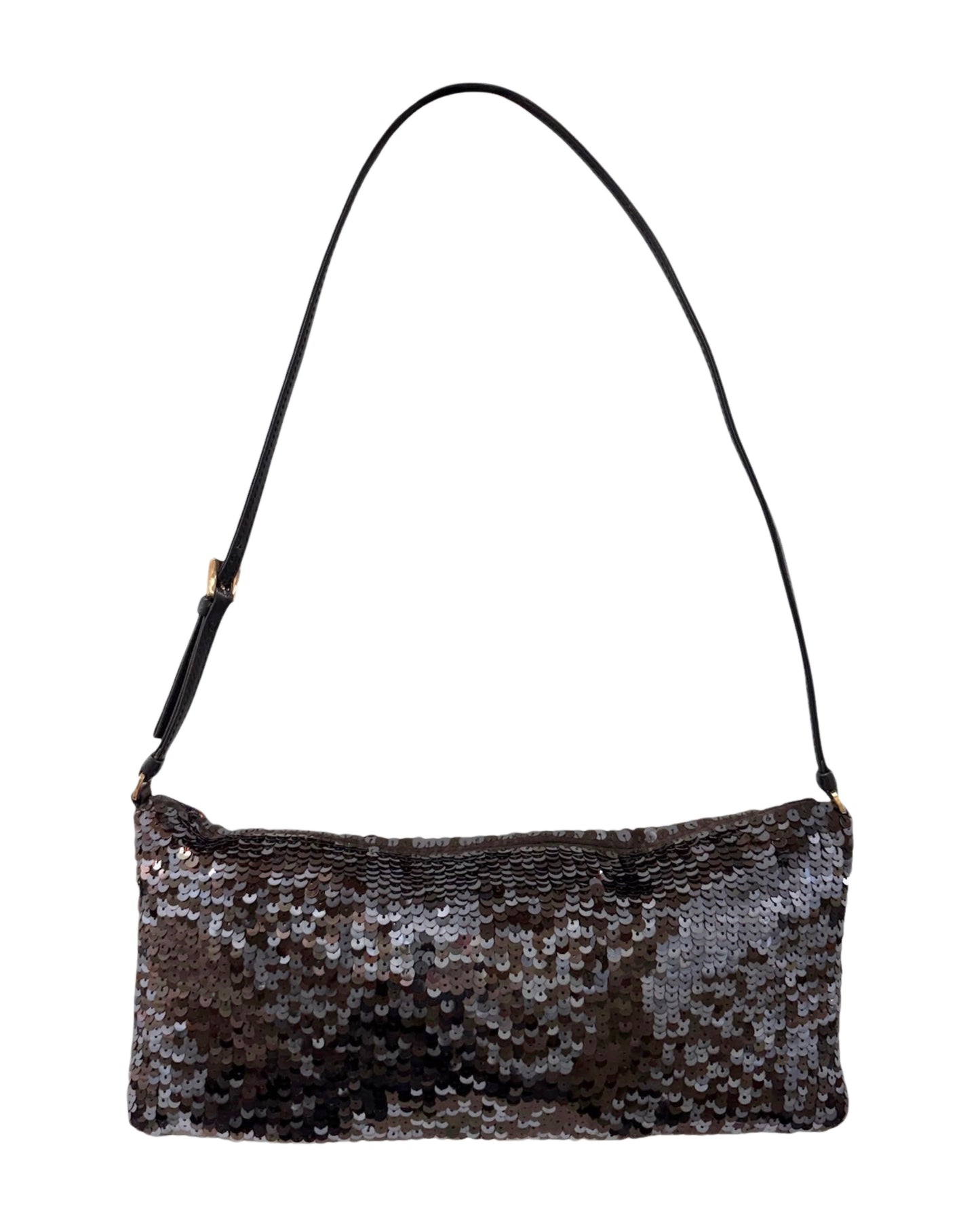 Prada Vintage Metallic Brown Sequin Small Shoulder Evening Pochette Bag