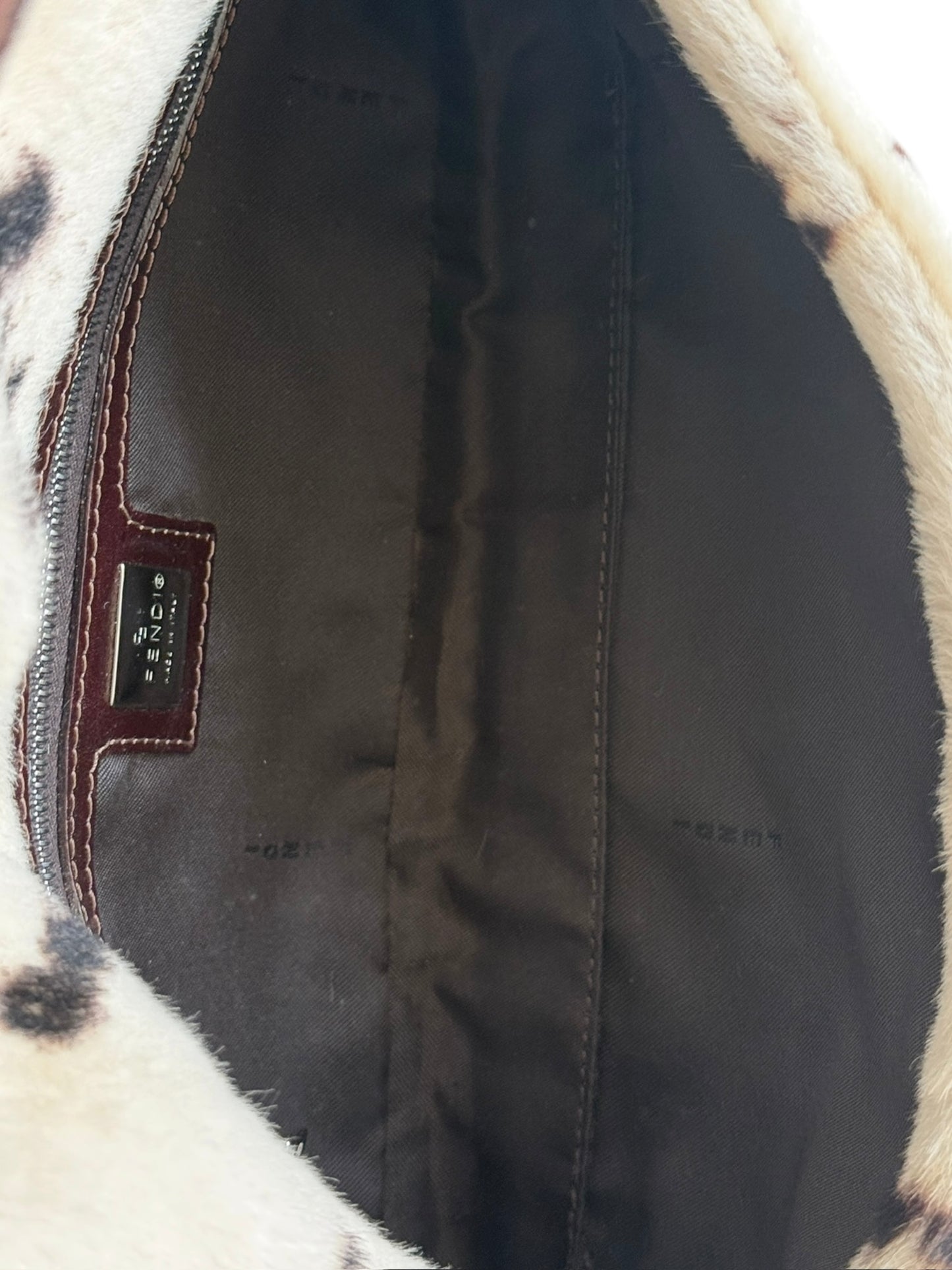 Fendi Vintage Spotted Dalmation Shoulder Baguette Bag