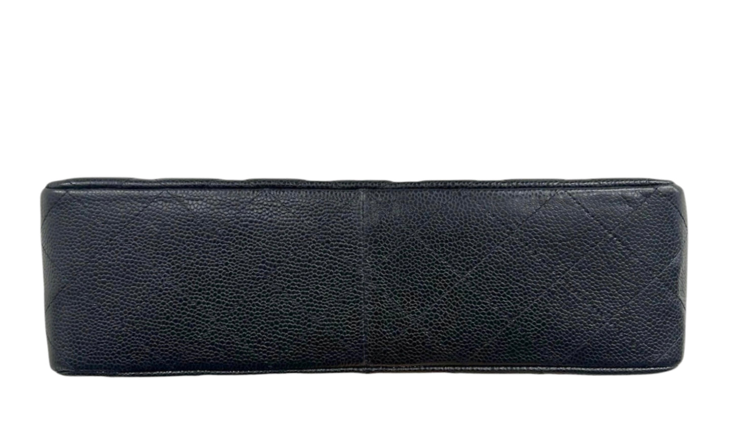 Chanel Black Quilted Caviar Jumbo Classic Single Flap Bag 