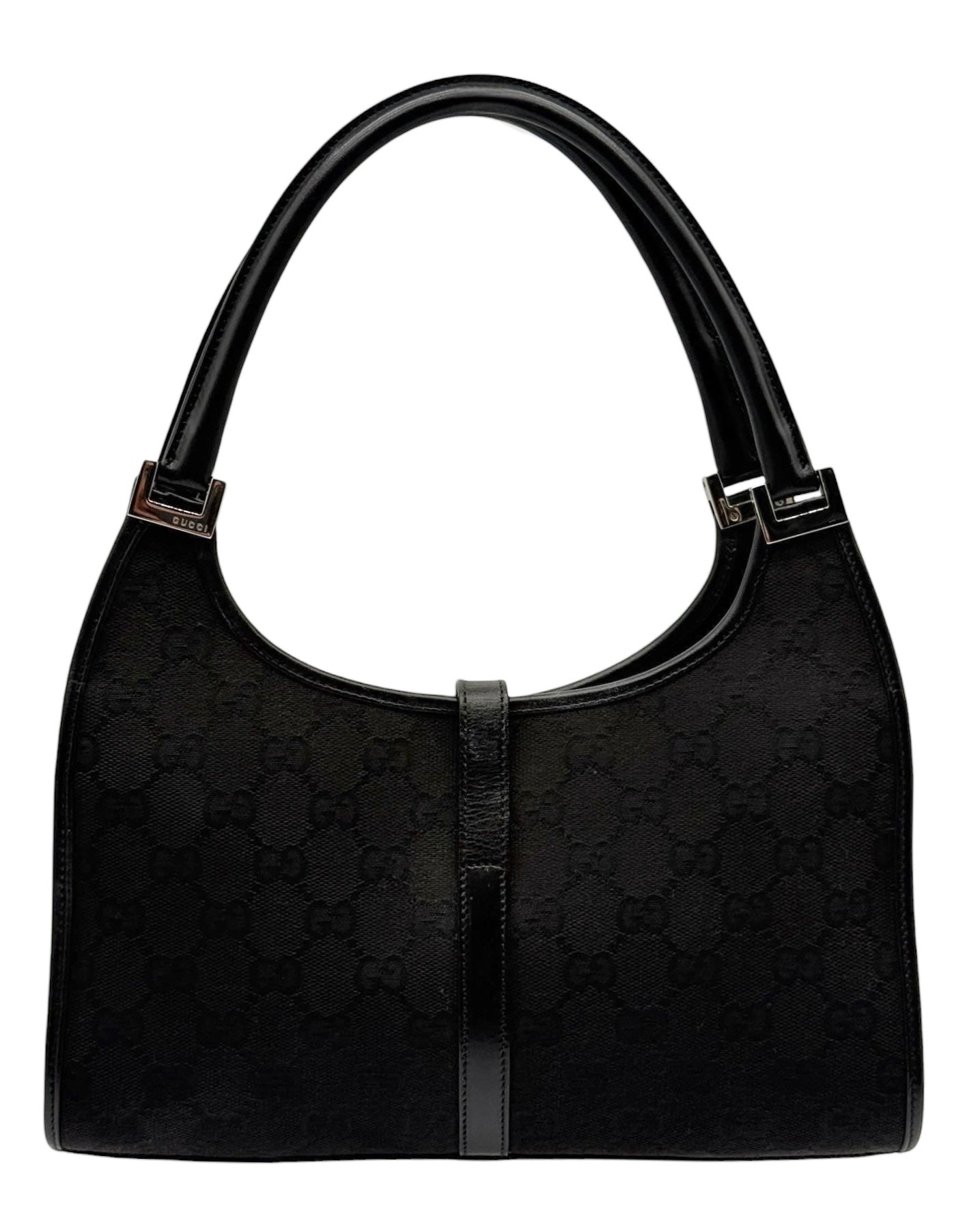 Gucci Vintage Black GG Monogram Small Jackie Shoulder Bag