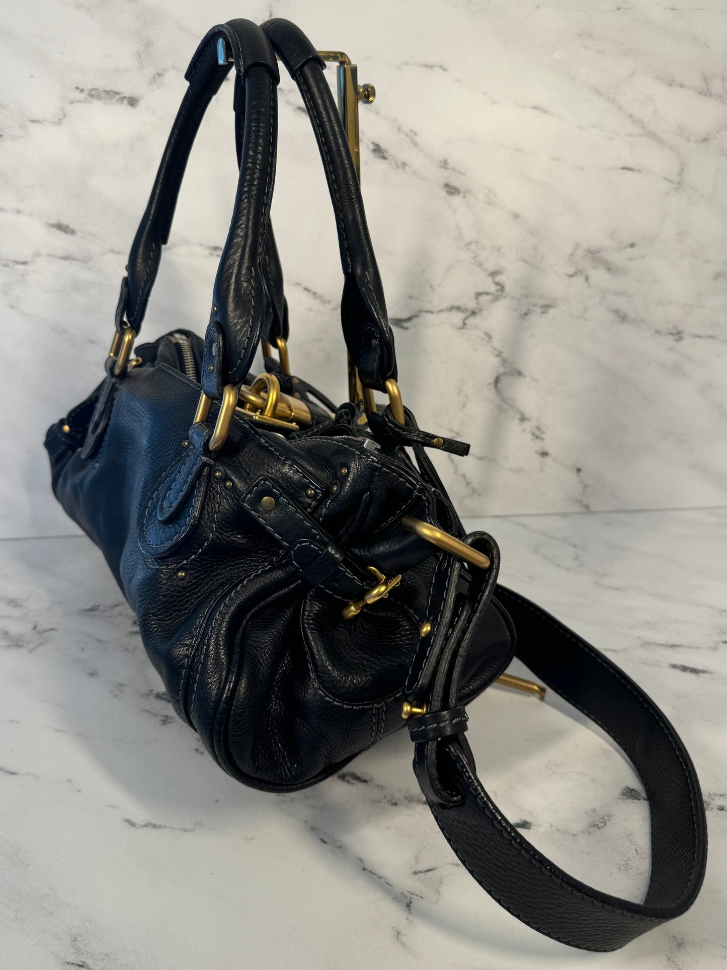 Chloé Vintage Black Leather Paddington Shoulder & Crossbody Bag