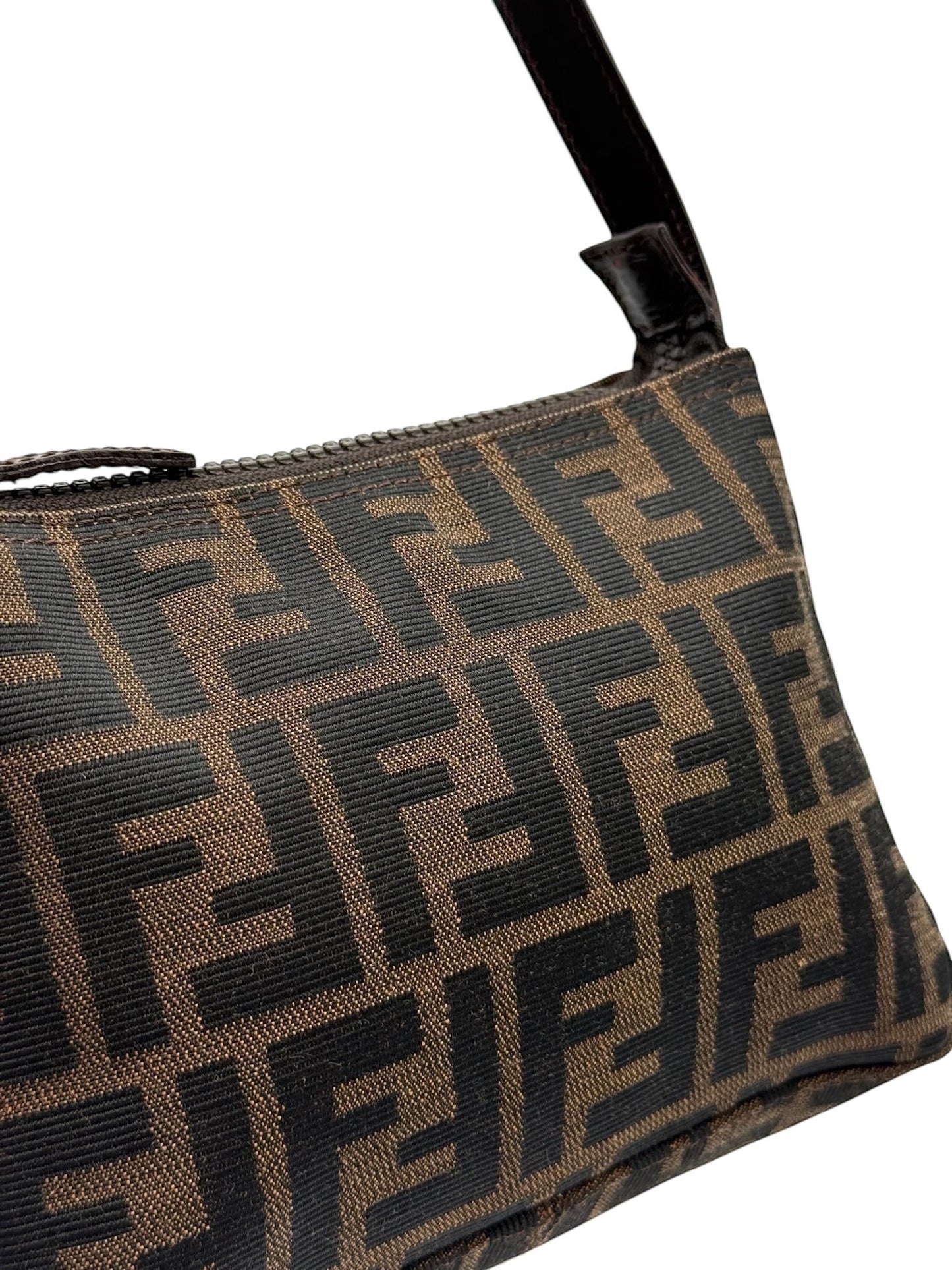 Fendi Vintage Brown Zucca Monogram Mini Square Pochette Bag