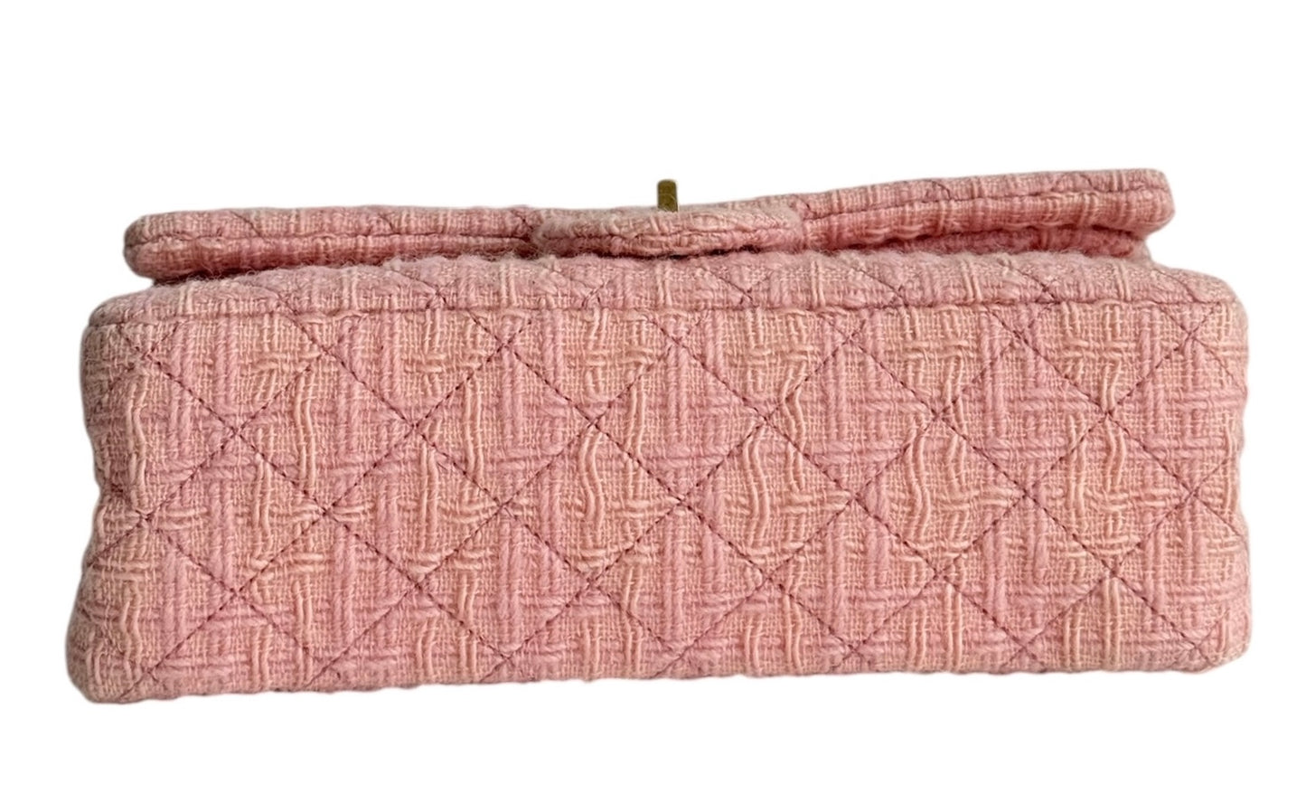 Chanel Light Pink Tweed 2.55 Reissue Medium Double Flap Bag with Aged Gold Hardware