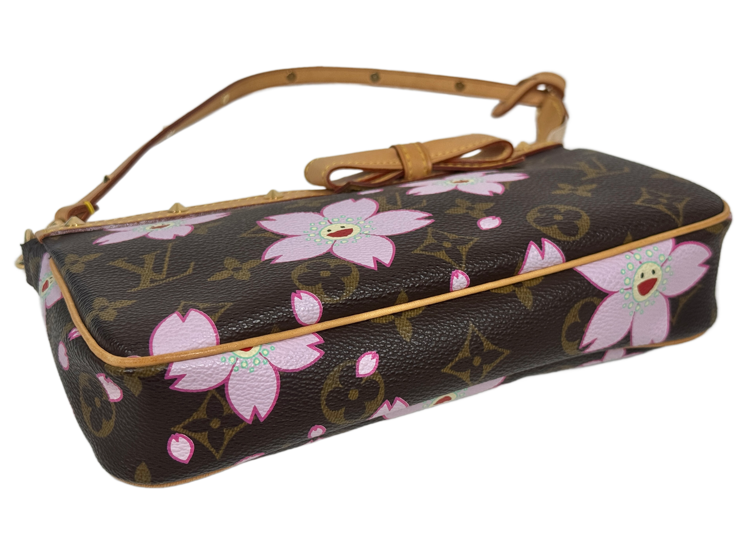 Louis Vuitton Vintage 2003 Takashi Murakami Brown Cherry Blossom Monogram Pochette Accessoires