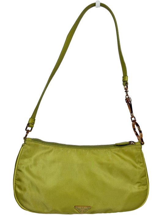 Prada Vintage Lime Green Tessuto Nylon Cleo Ring Shoulder Bag