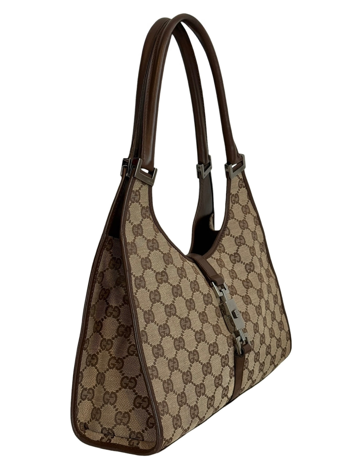 Gucci Vintage Brown GG Monogram Medium Jackie Shoulder Bag