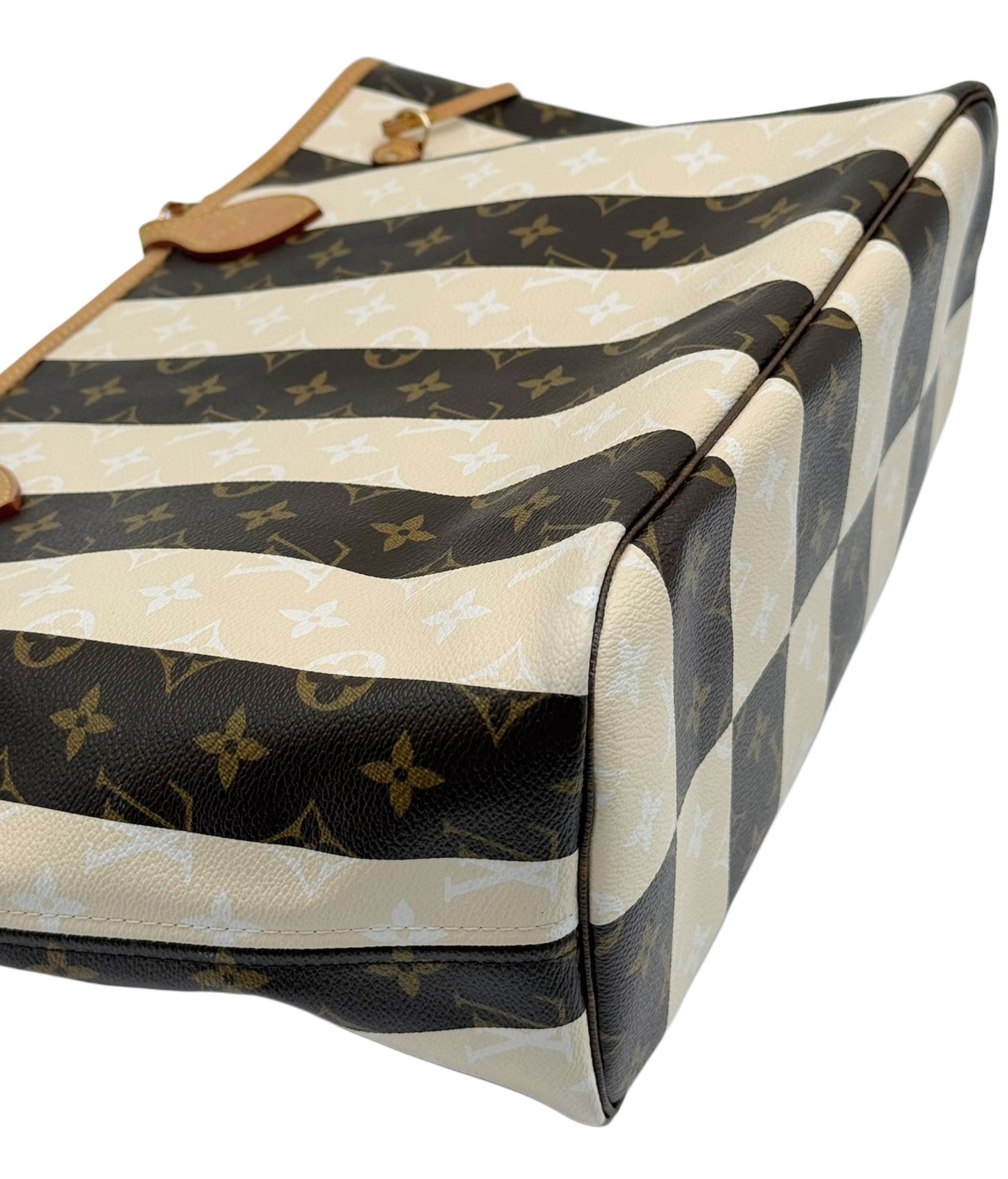 Louis Vuitton 2011 Monogram Rayures Neverfull MM Shoulder Tote Bag