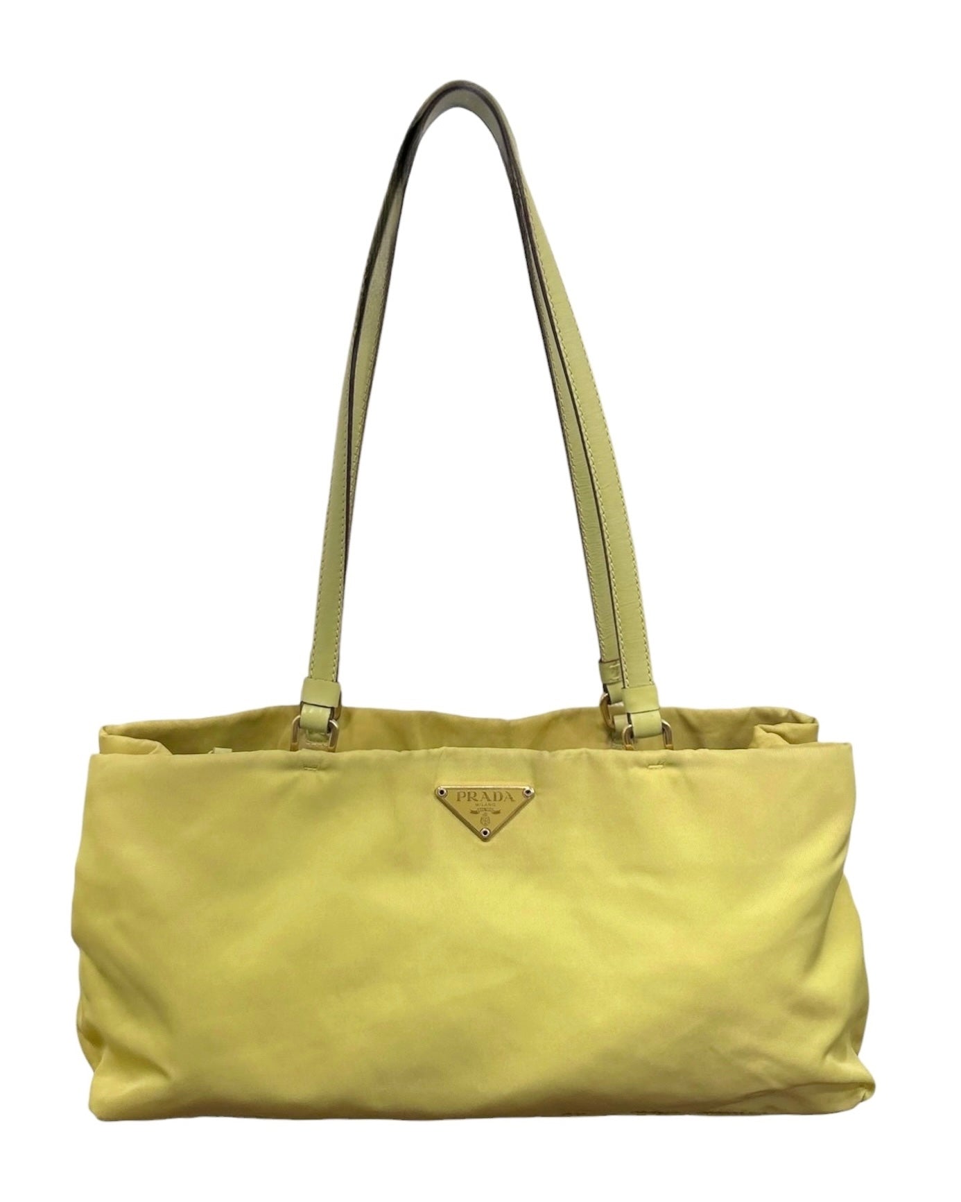 Prada Vintage Neon Yellow Tessuto Nylon East West Shoulder Bag